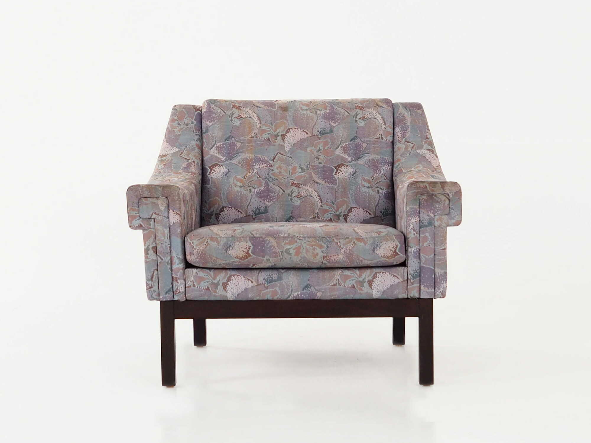 Vintage Sessel Buchenholz Textil Violett 1960er Jahre  1