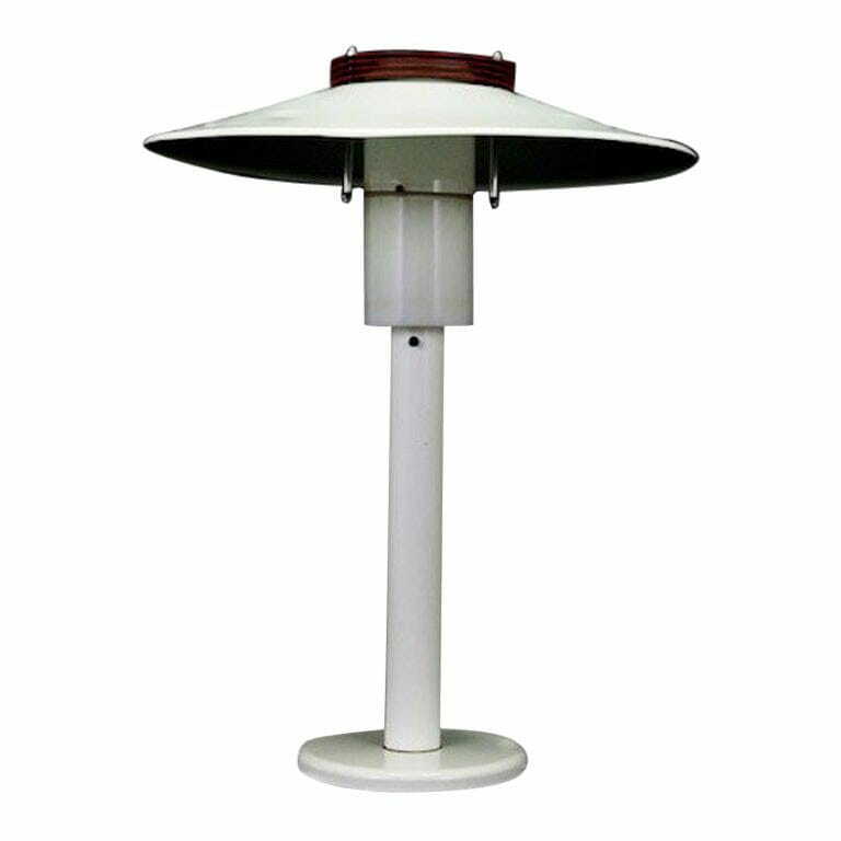 Vintage table lamp metal white 1960s 0