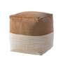 Pouf Echtleder Webstoff Braun Beige 0