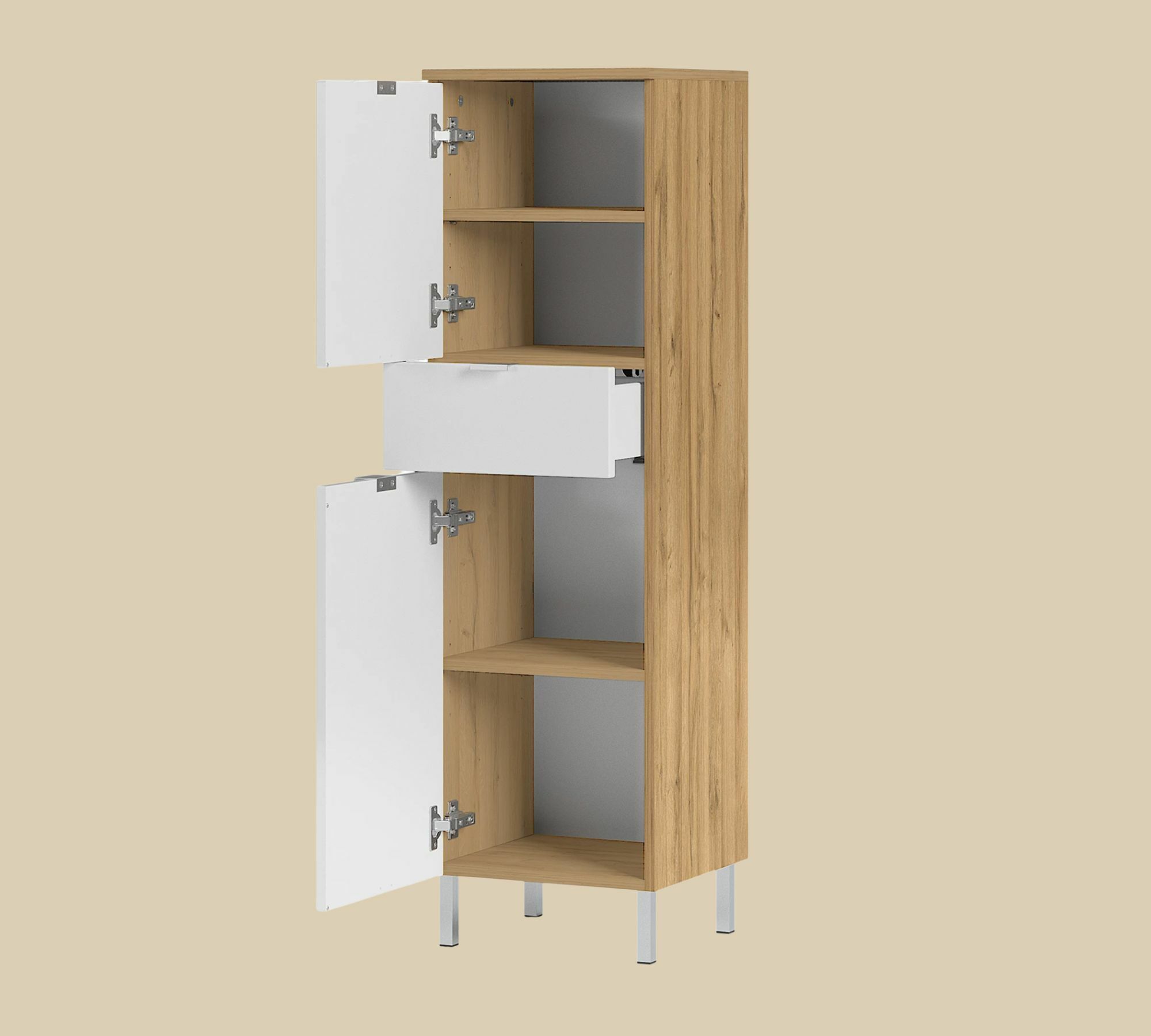 Midischrank Eichendekor Weiß 2