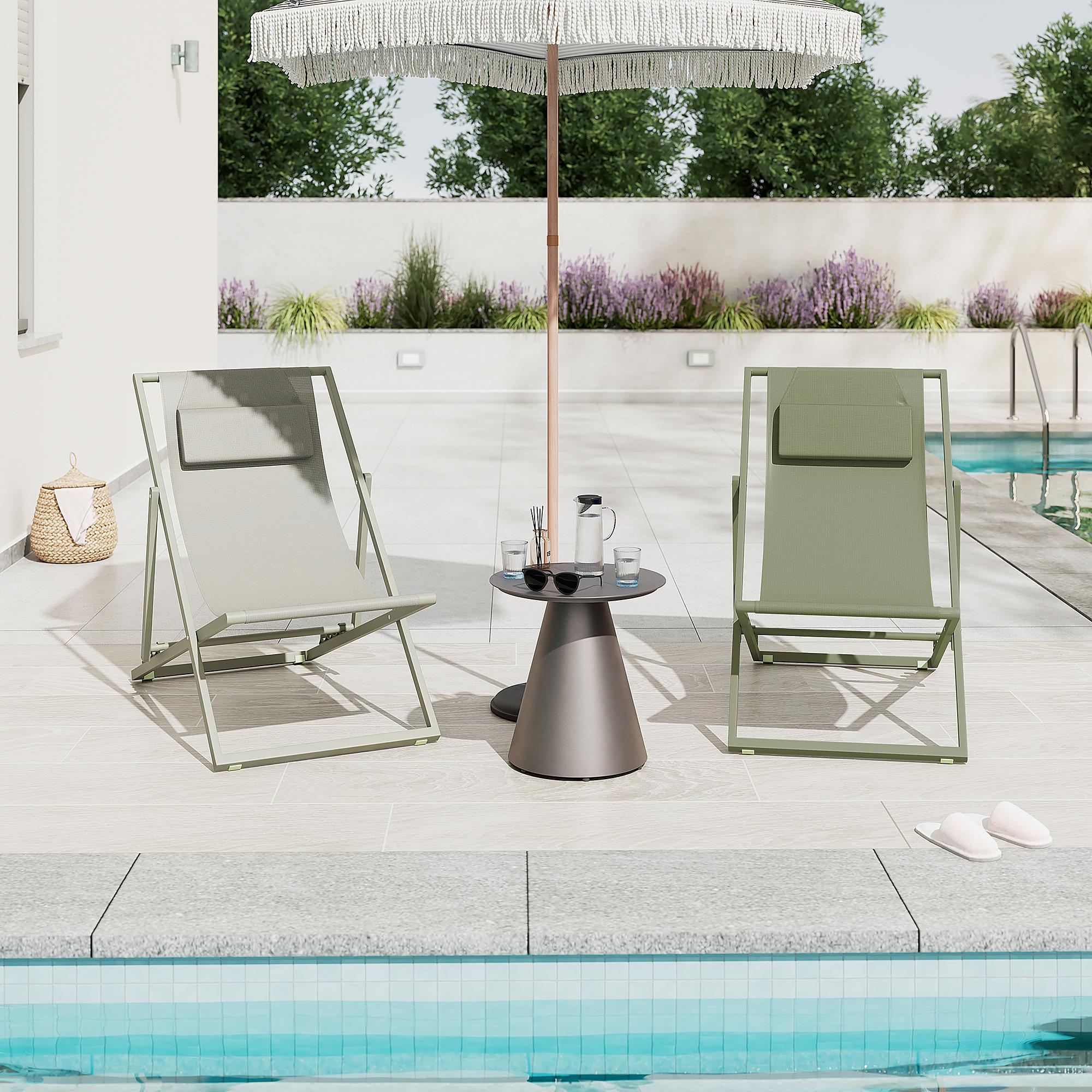 Deck chair Nivi set of 2 steel sage 2
