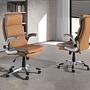 4141 Office Chair Swivel Faux Leather Brown 1