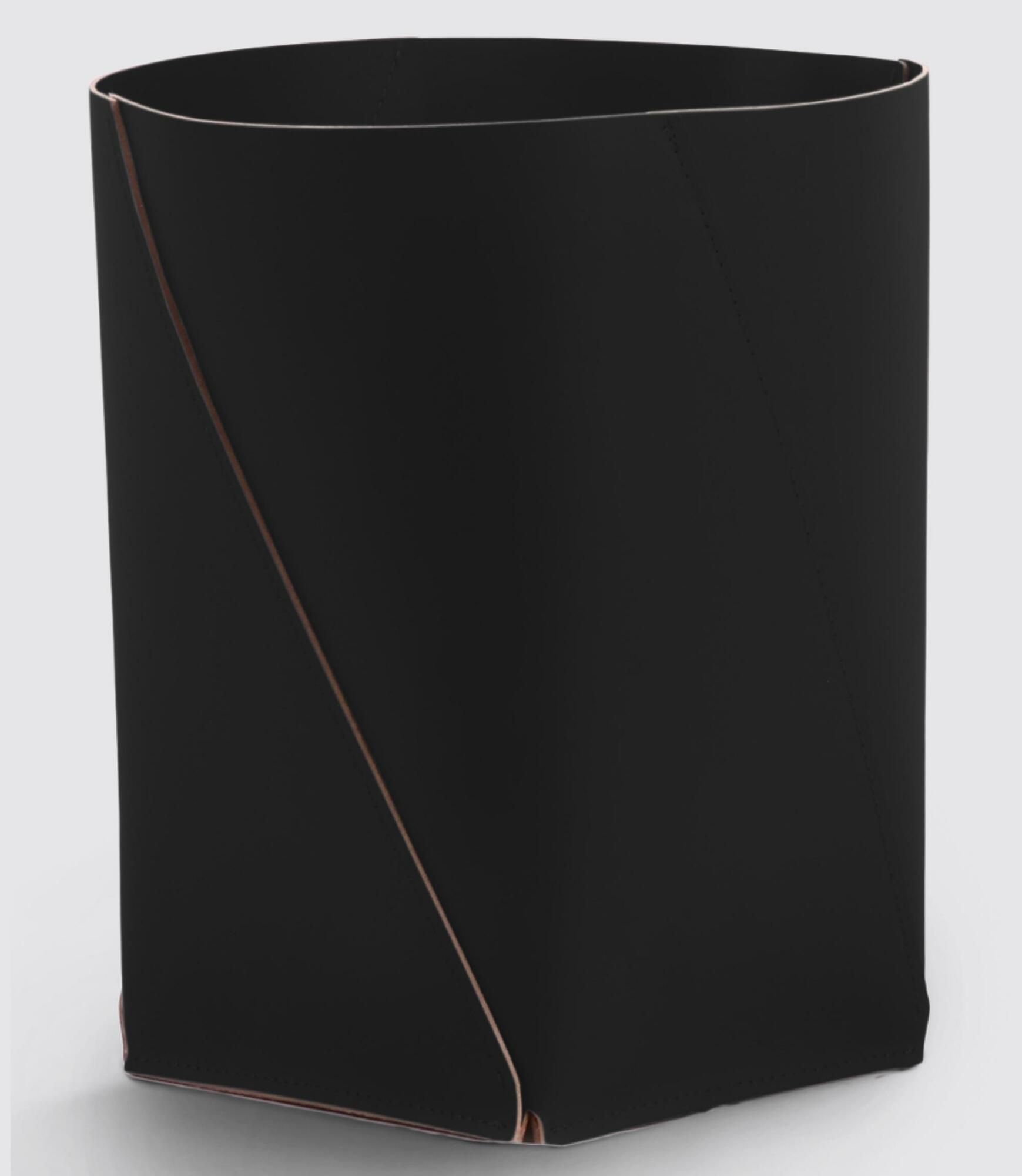 Papierkorb XL 100% Recyceltes Leder Schwarz 2