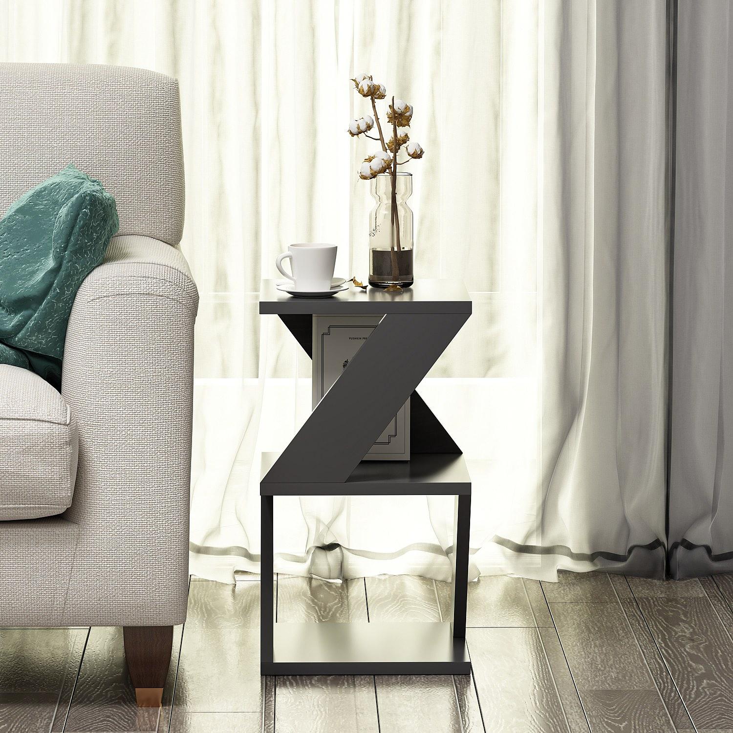 Albeni Side Table Wood Veneer Anthracite 3