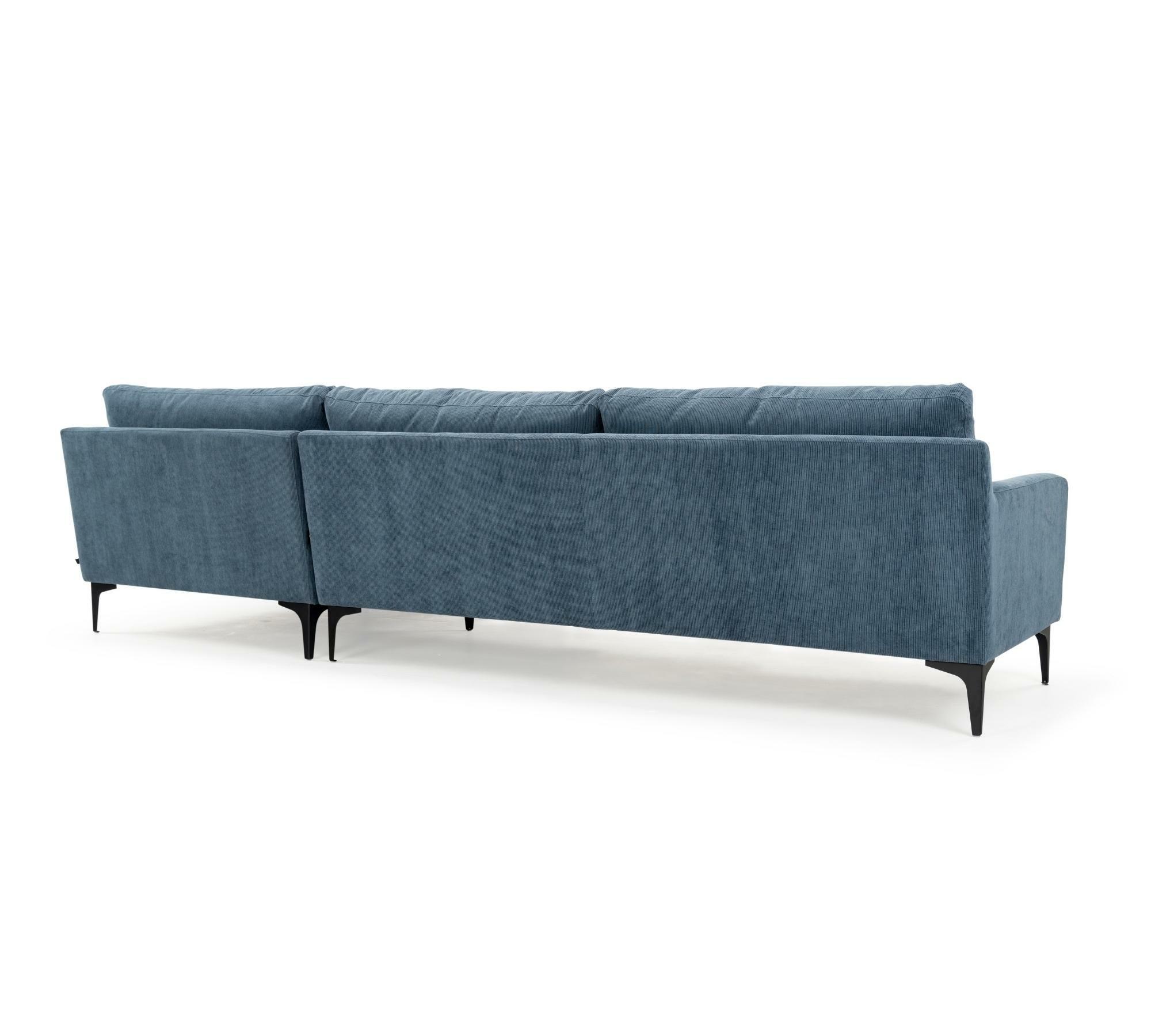 Astha Sofa mit Récamiere Links Sorrent Steel Blue 2
