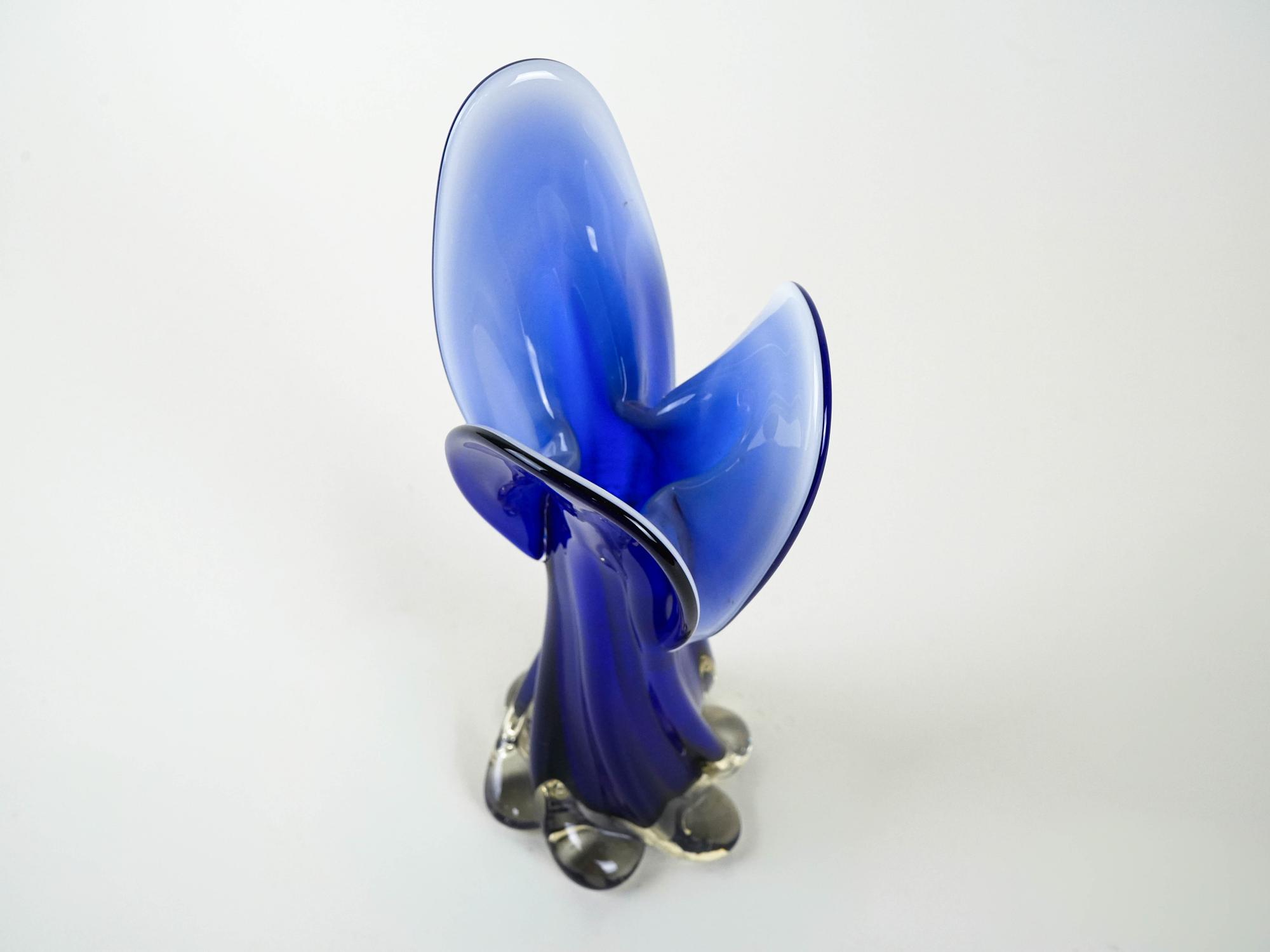 Kobaltvase Muranoglas Blau 1960er Jahre 5