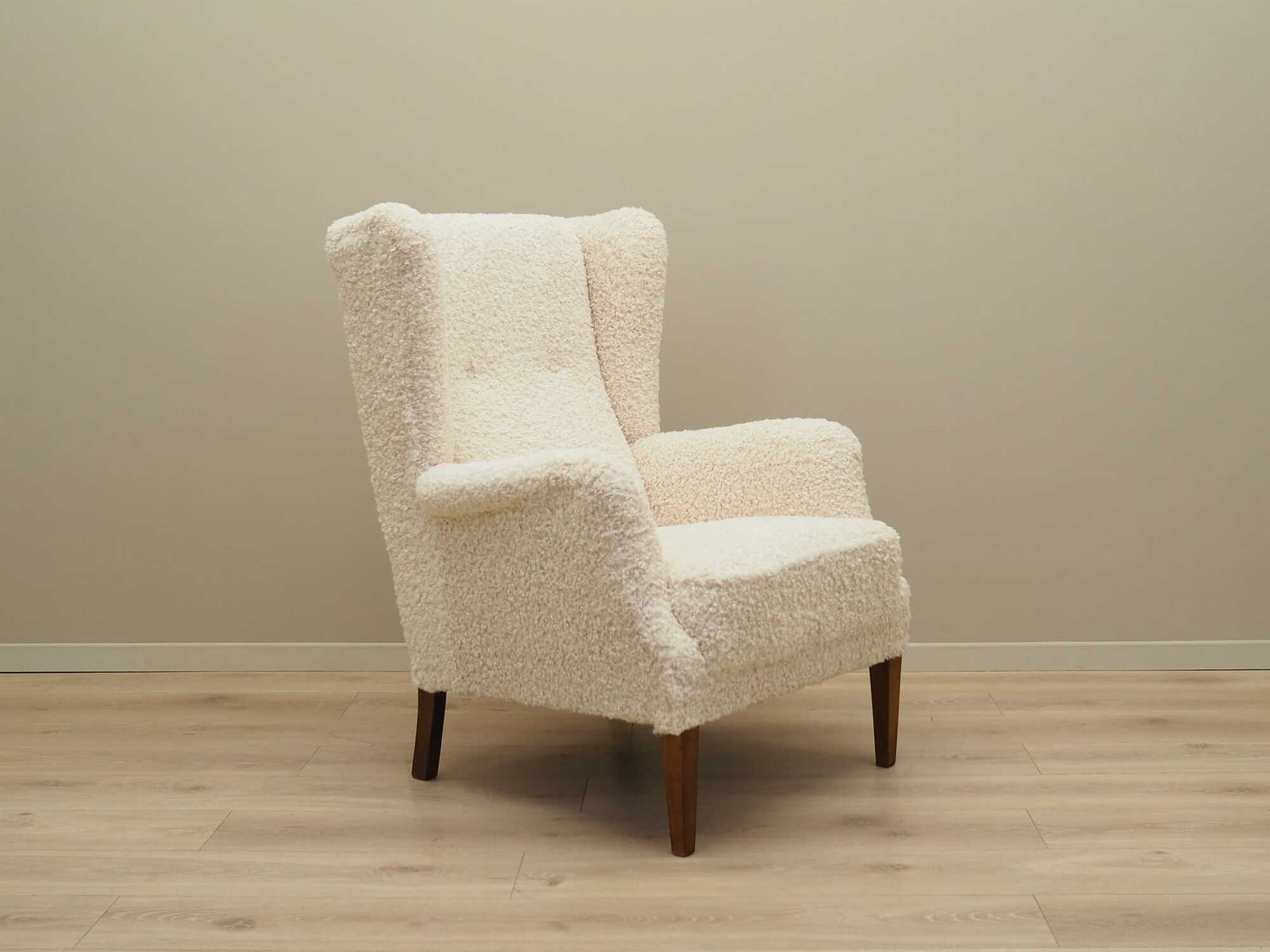 Armchair Textile Wood Cream 1960s 8