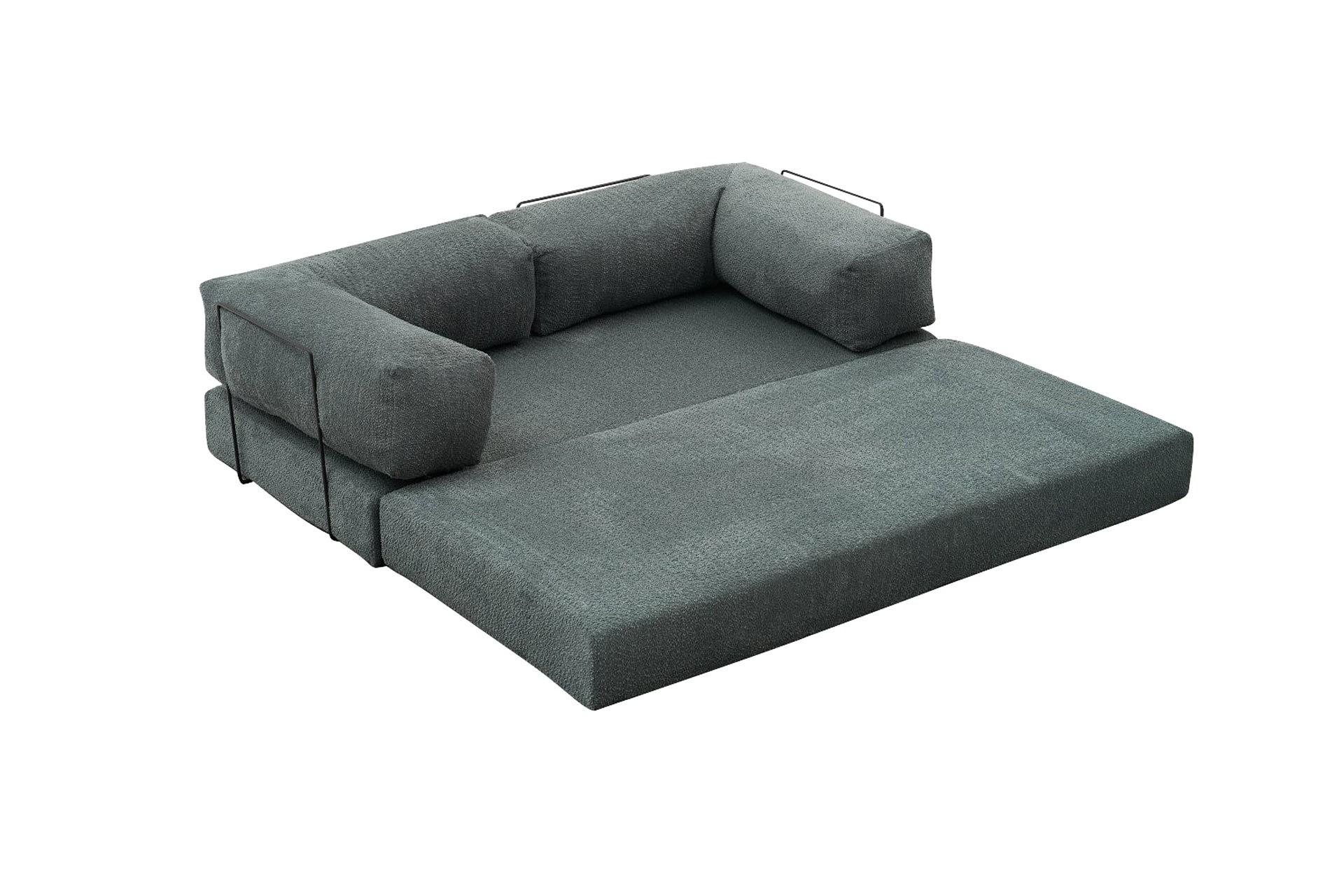 Comfort Schlafsofa 2-Sitzer mit Hocker Petrol 6