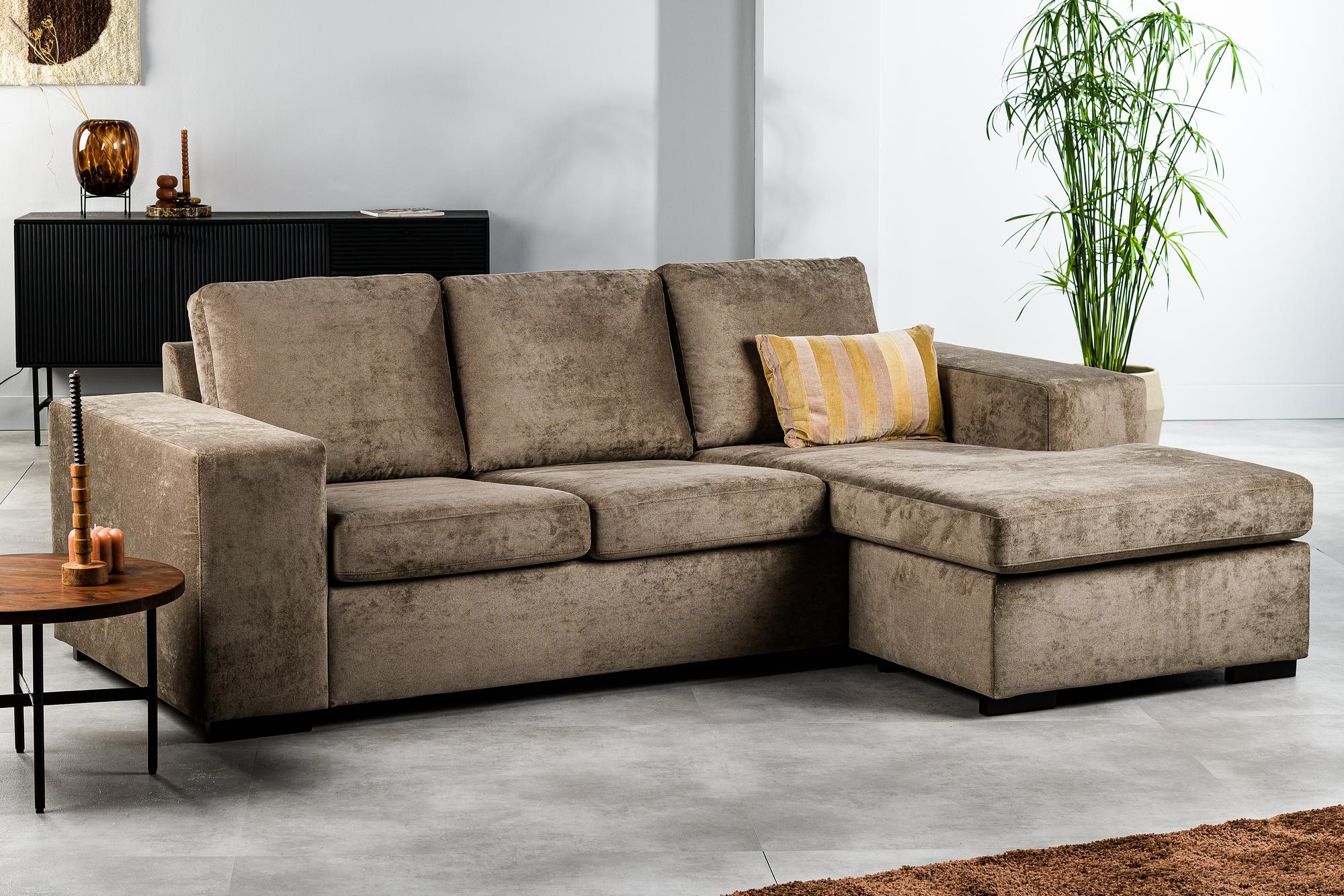 Sofa 3-Seater Chaiselongue Left Fabric Brown 9