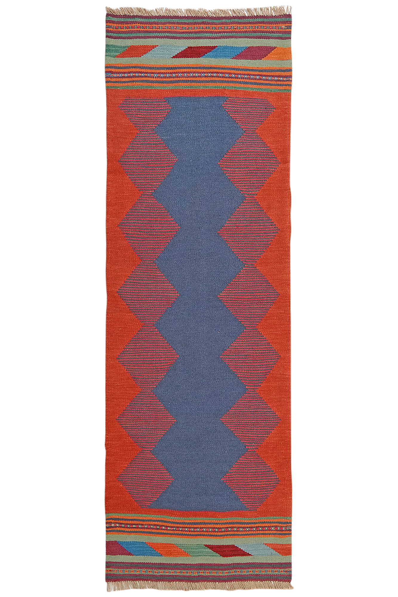 Kilim Gashgai Teppich Blau Rot 0
