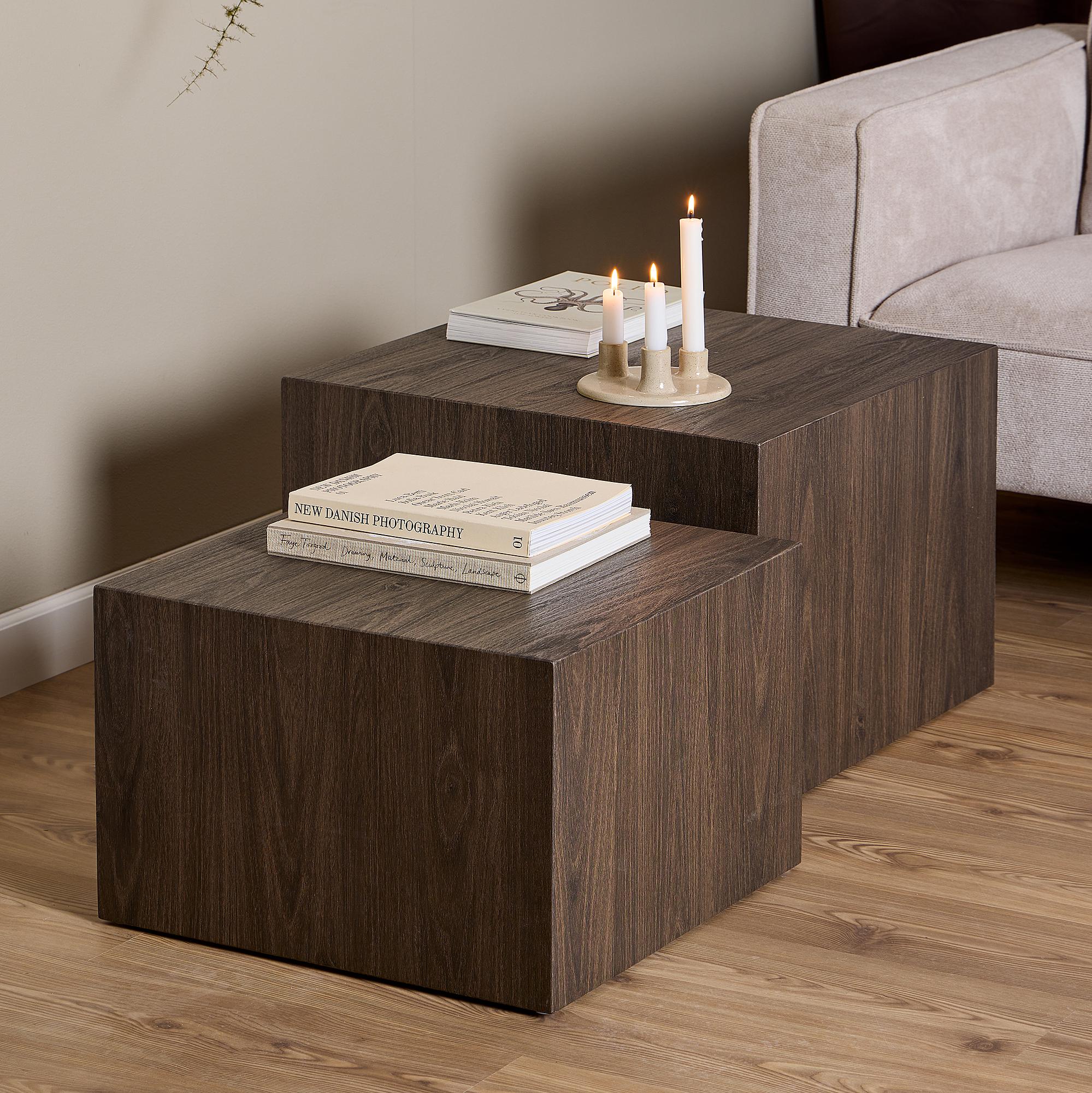Coffee Table Sukatari Set of 2 Dark Oak Decor 3