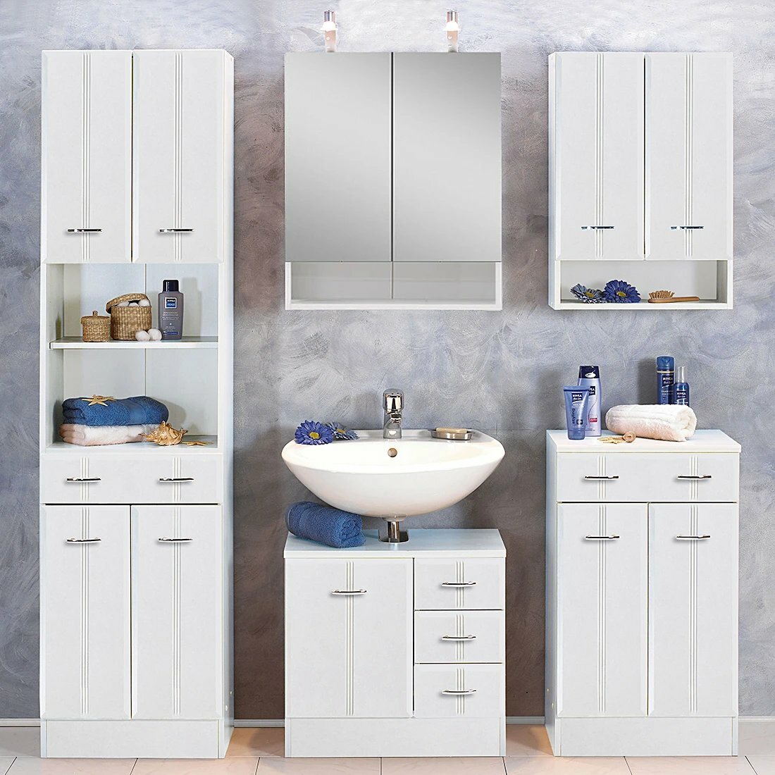 Hängeschrank Holz Kunststoff Weiß 1