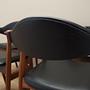 6x Chair Teak Wood Leather Black 1970s 13