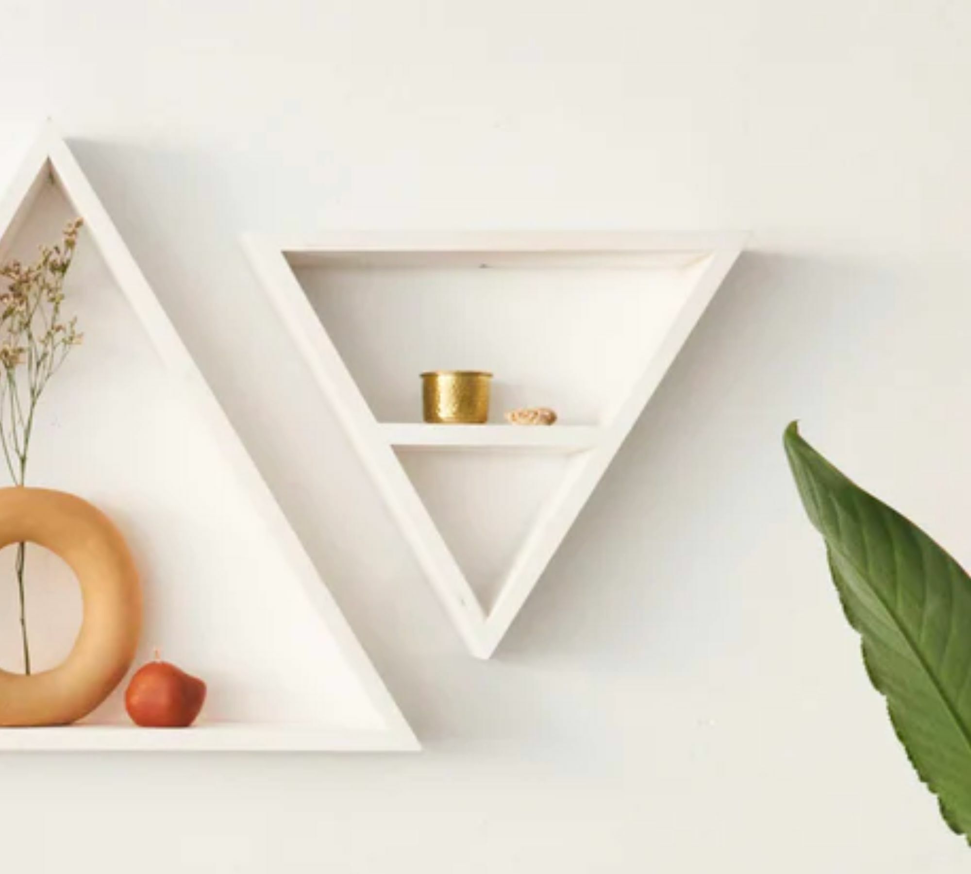 Dreieckiges Regal Ein Regalbrett Holz Weiß 0