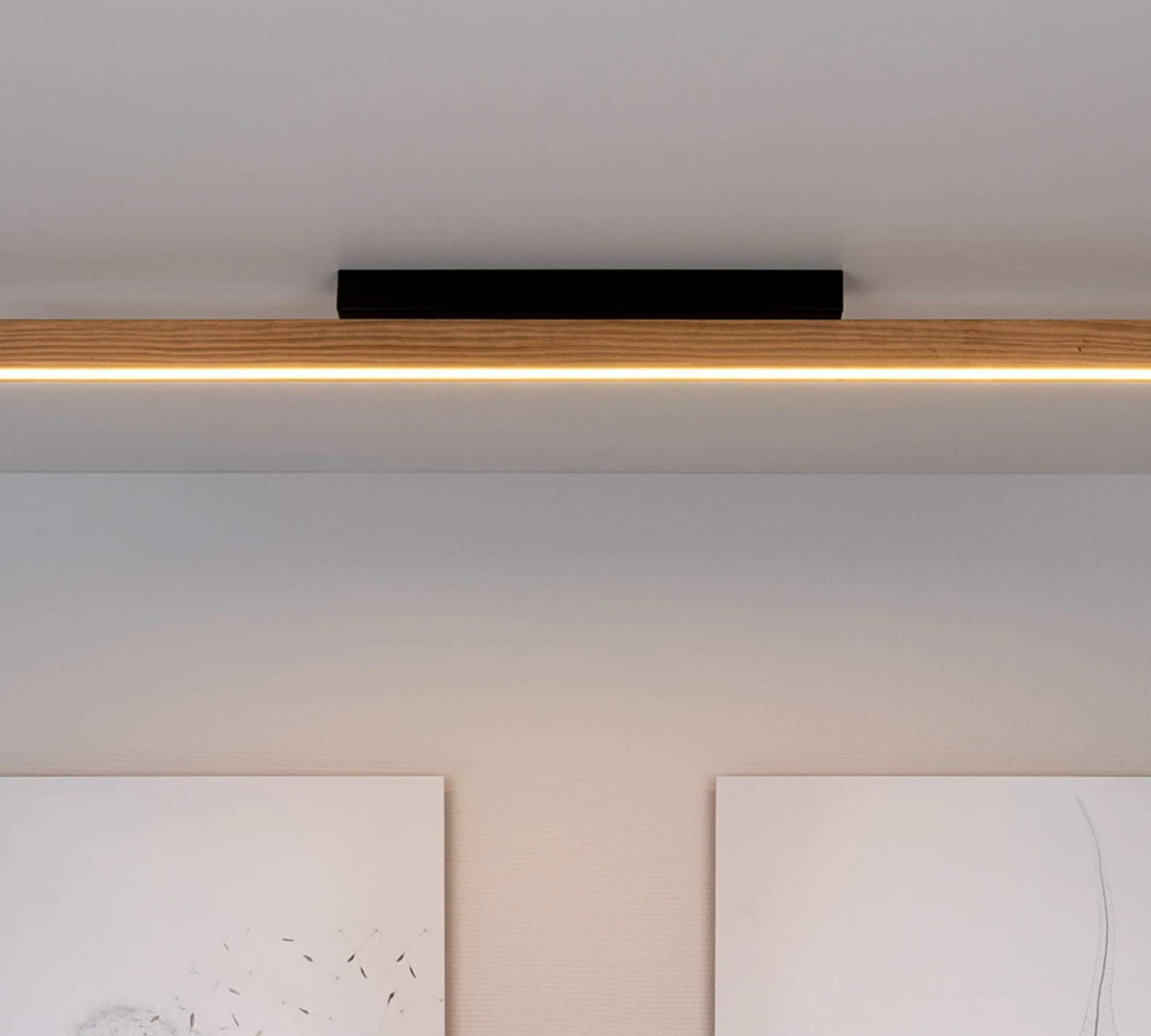 LED wall light 1-light steel pine wood solid 1