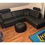 Ecksofa Leder Schwarz 2