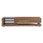 TV cabinet walnut, polished steel and black glass top 3139 1