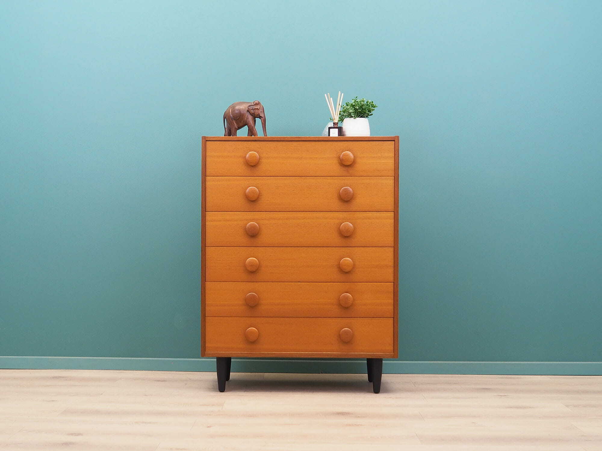 Vintage chest of drawers Teak wood Brown 1960s 1