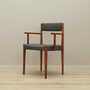 Vintage Stuhl Teakholz Leder Grau 1970er Jahre  2