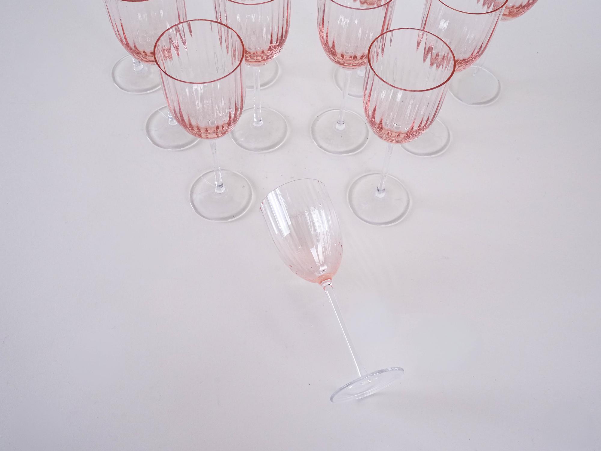 Wine glass set pink 1970s 6