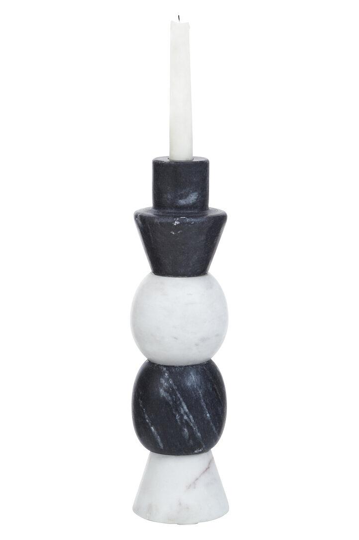 Oxana Multi-layered Candle Holder Marble Black White 0