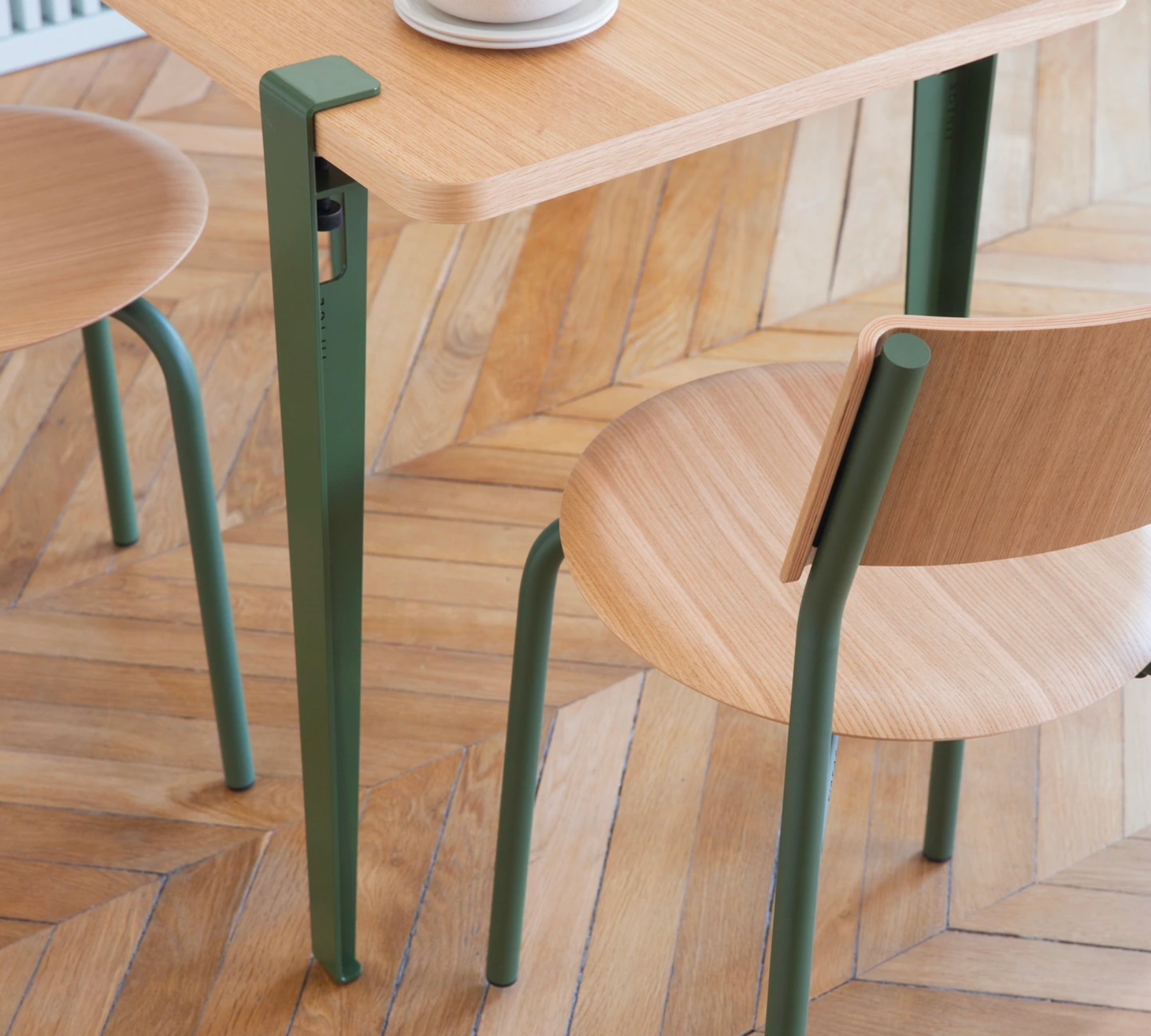 4x Tischbein Stahl Grün 4