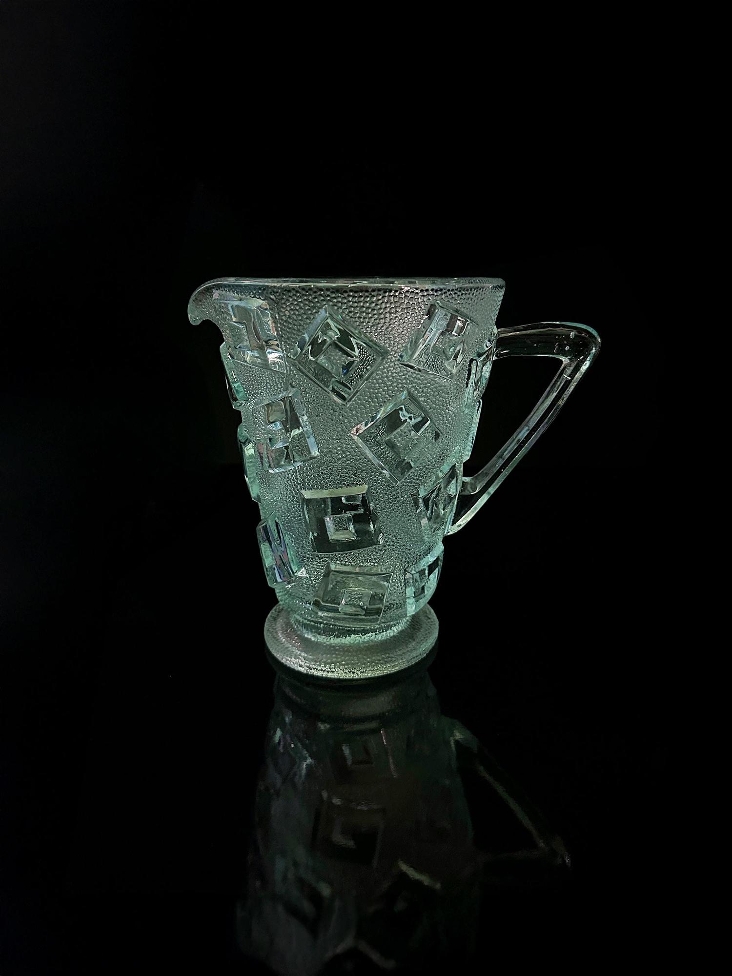Vintage Art Deco Karaffe Pressglas 1930er Jahre 8