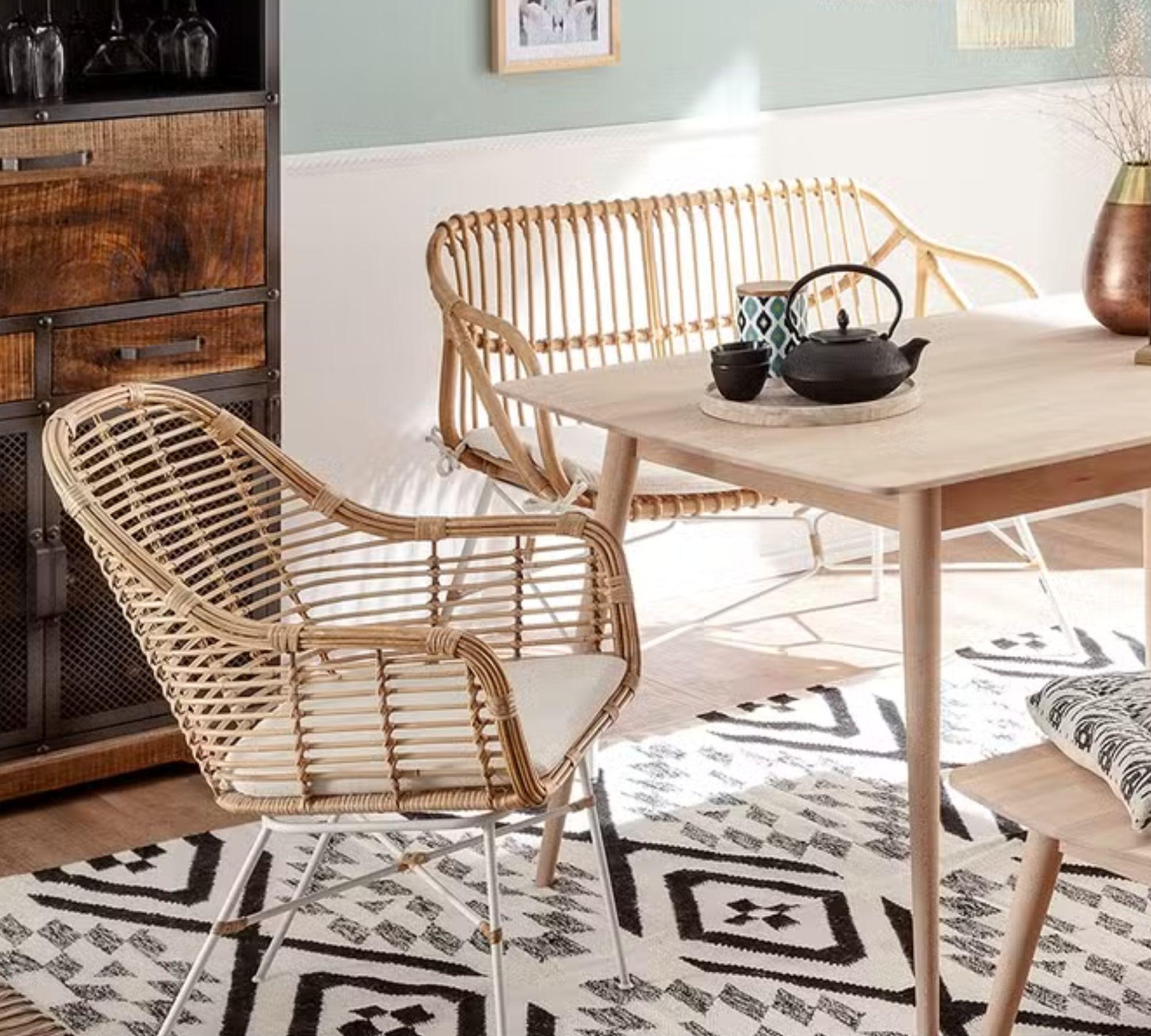 Armchair with seat cushion Rattan Brown 6