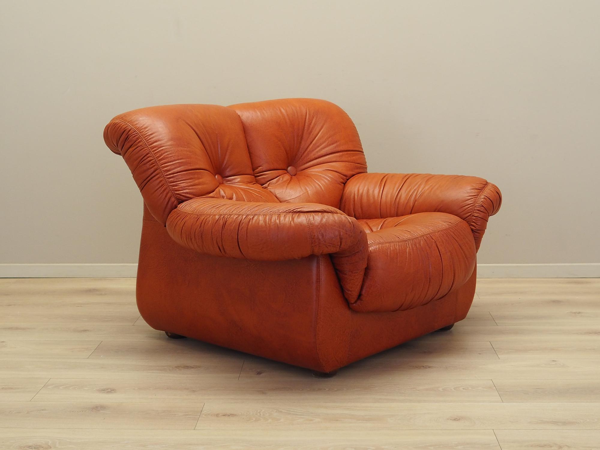 Sessel Leder Braun 1970er Jahre 8
