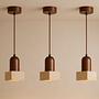 Suala Pendant Light Walnut Wood Travertine Brown 3