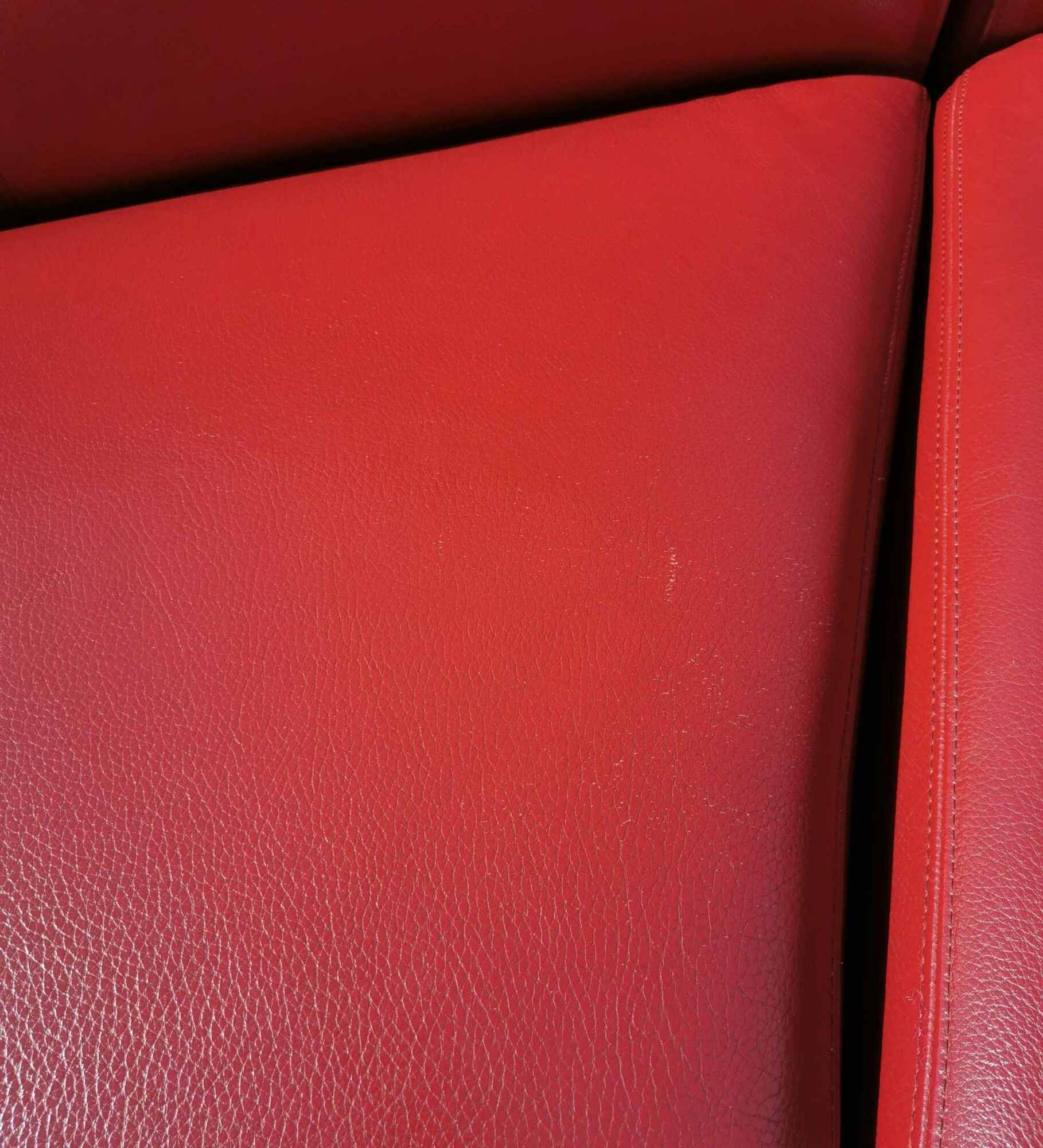 Sofa Pupilla mit Longchair aus pigmentiertem Leder Rot 7