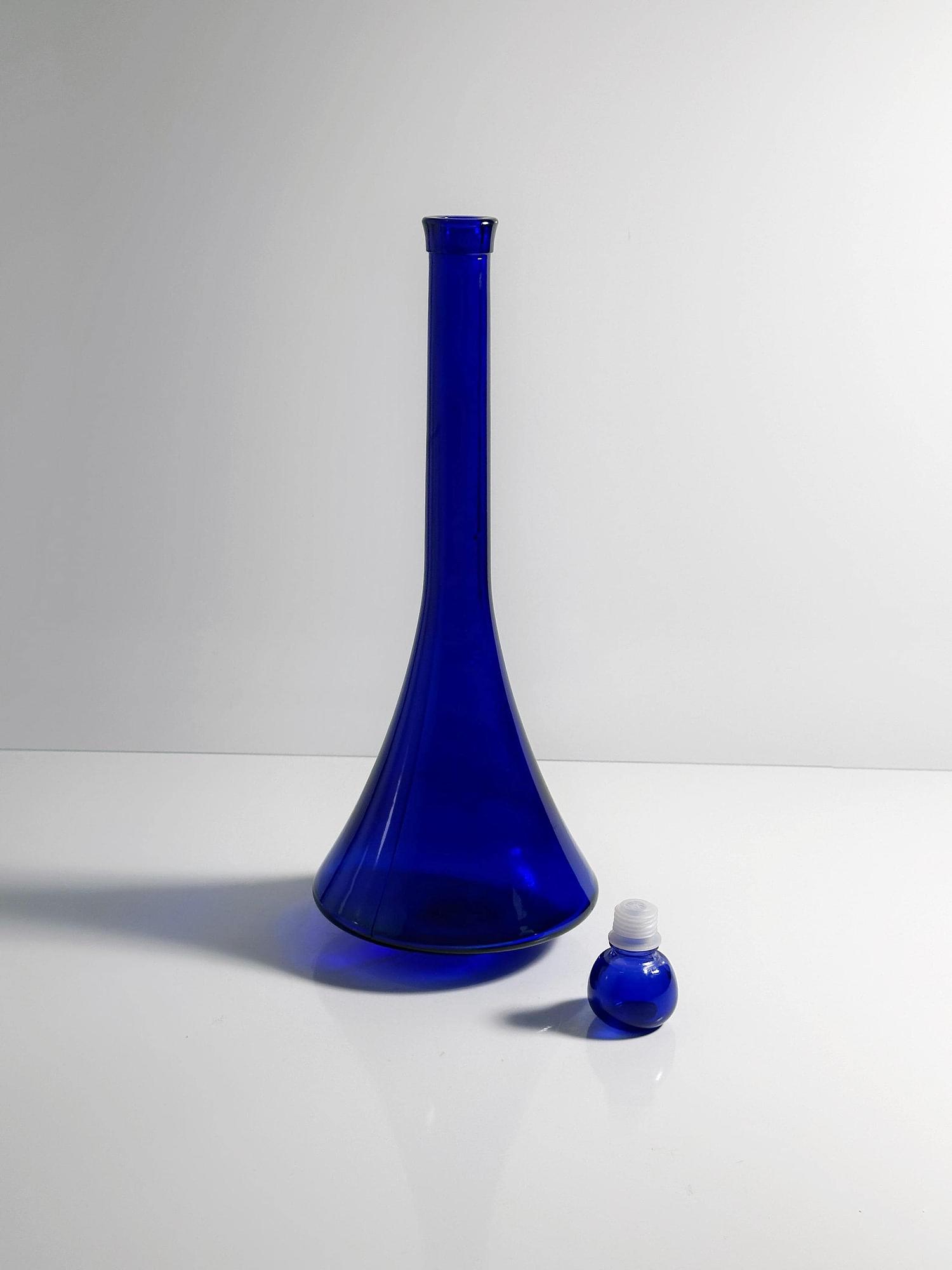 Vintage Postmodern Carafe Blue 1980s 4