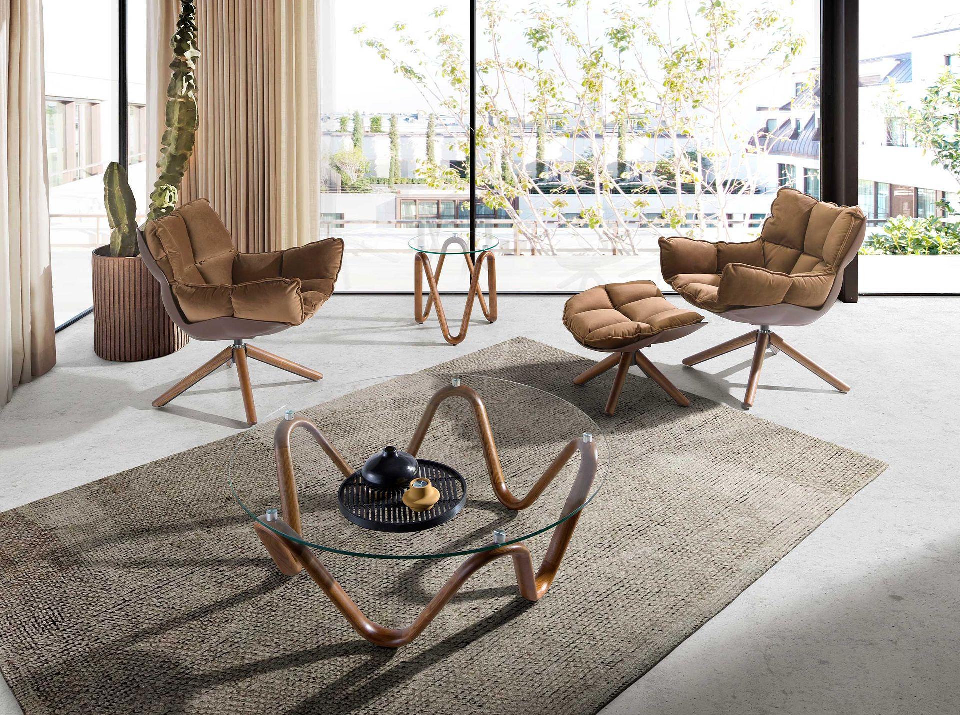 Round side table
Glass walnut 7