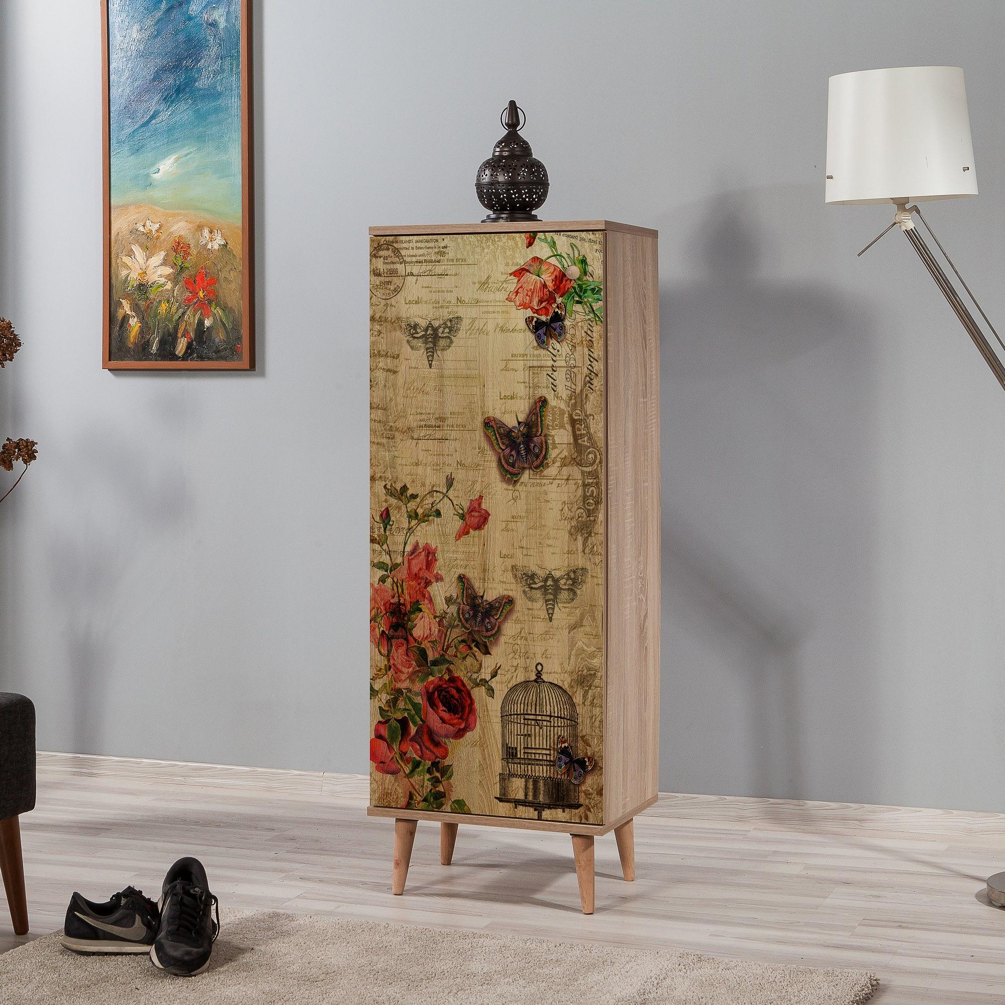 Filinta Scarpiera Impiallacciatura di legno Rovere Sonoma marrone 1