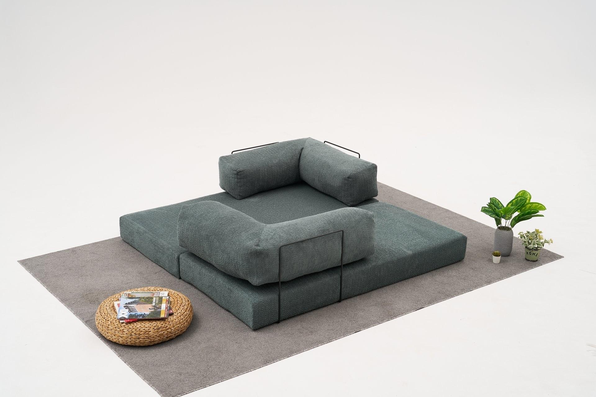 Comfort Schlafsofa 2-Sitzer mit Hocker Petrol 2