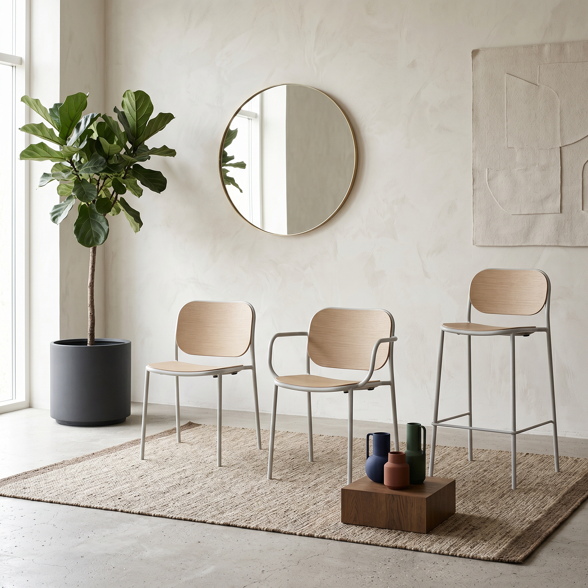 3x Metis Wooden Chair Wood Metal Natural 3