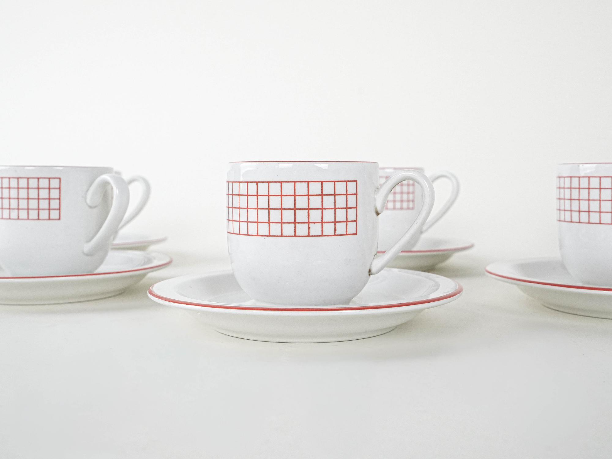 Porcelain cup set White 1980s 5