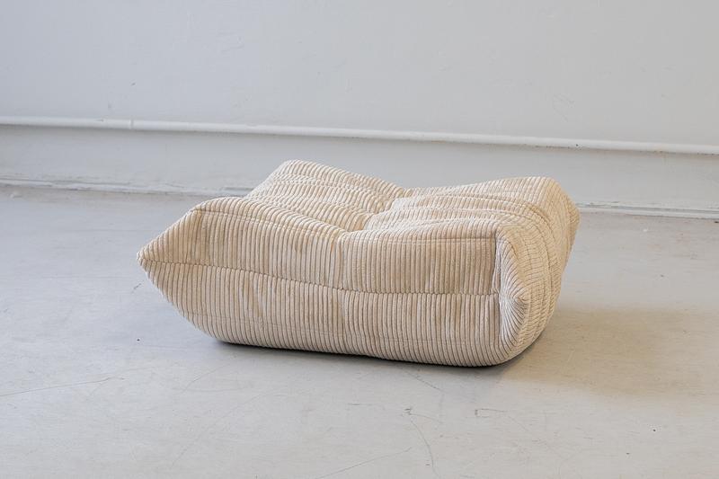 Togo poltrona e pouf set velluto a coste beige 4