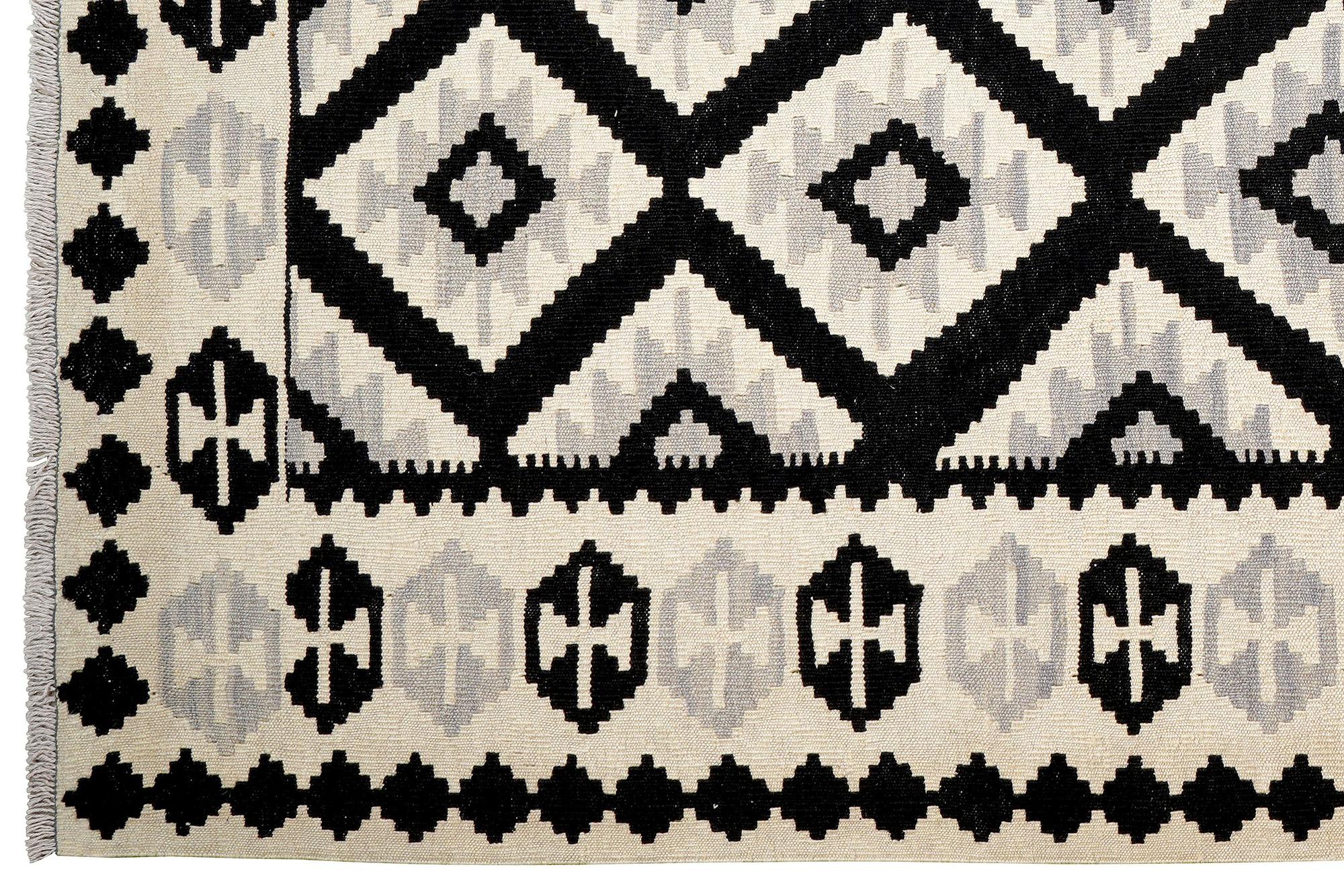 Kilim Gashgai Teppich Schwarz Beige 1
