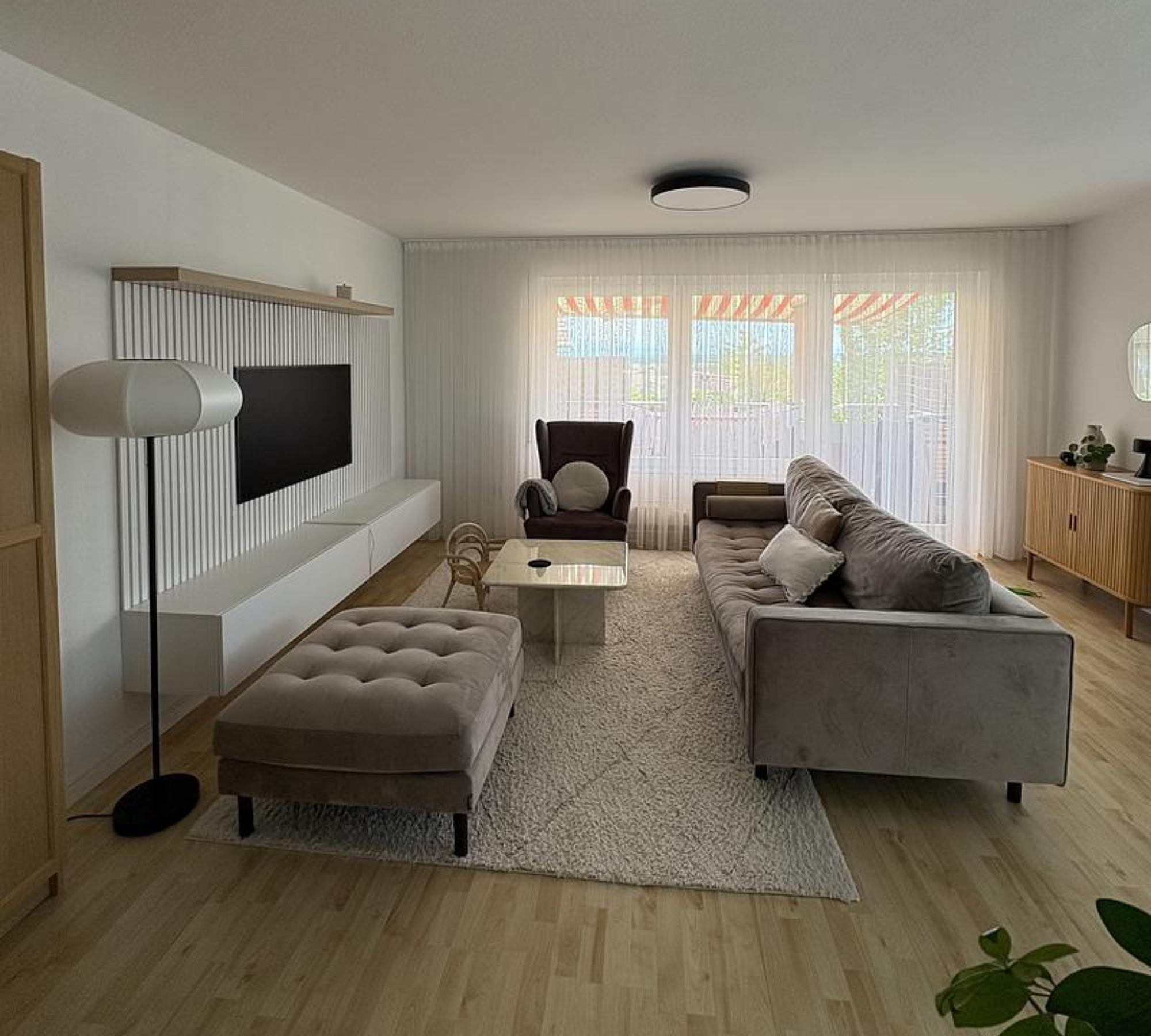 Sofa mit Sitzhocker Samt Holz Taupe 0