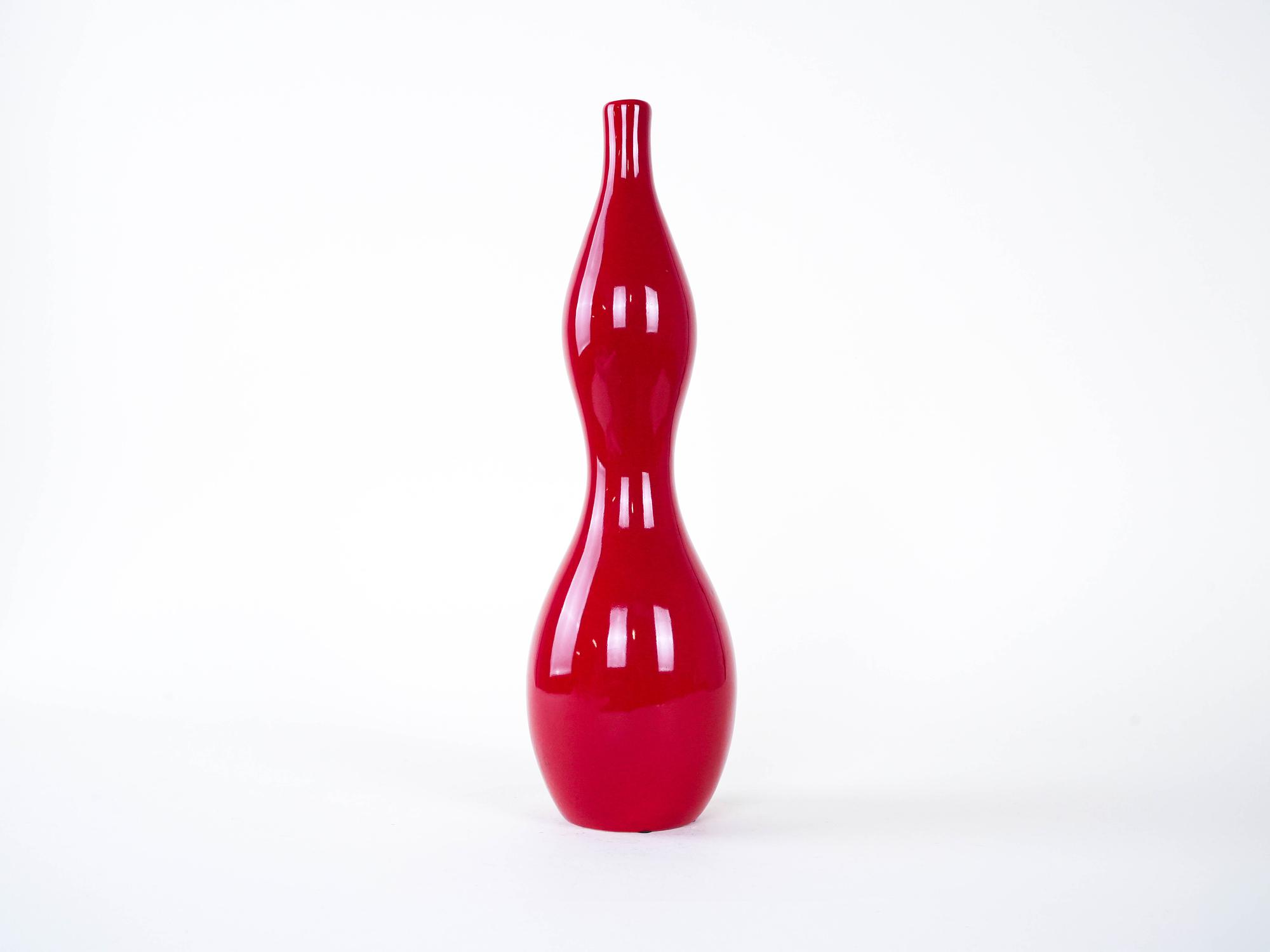 Keramikvase 1970er Jahre Rot 1