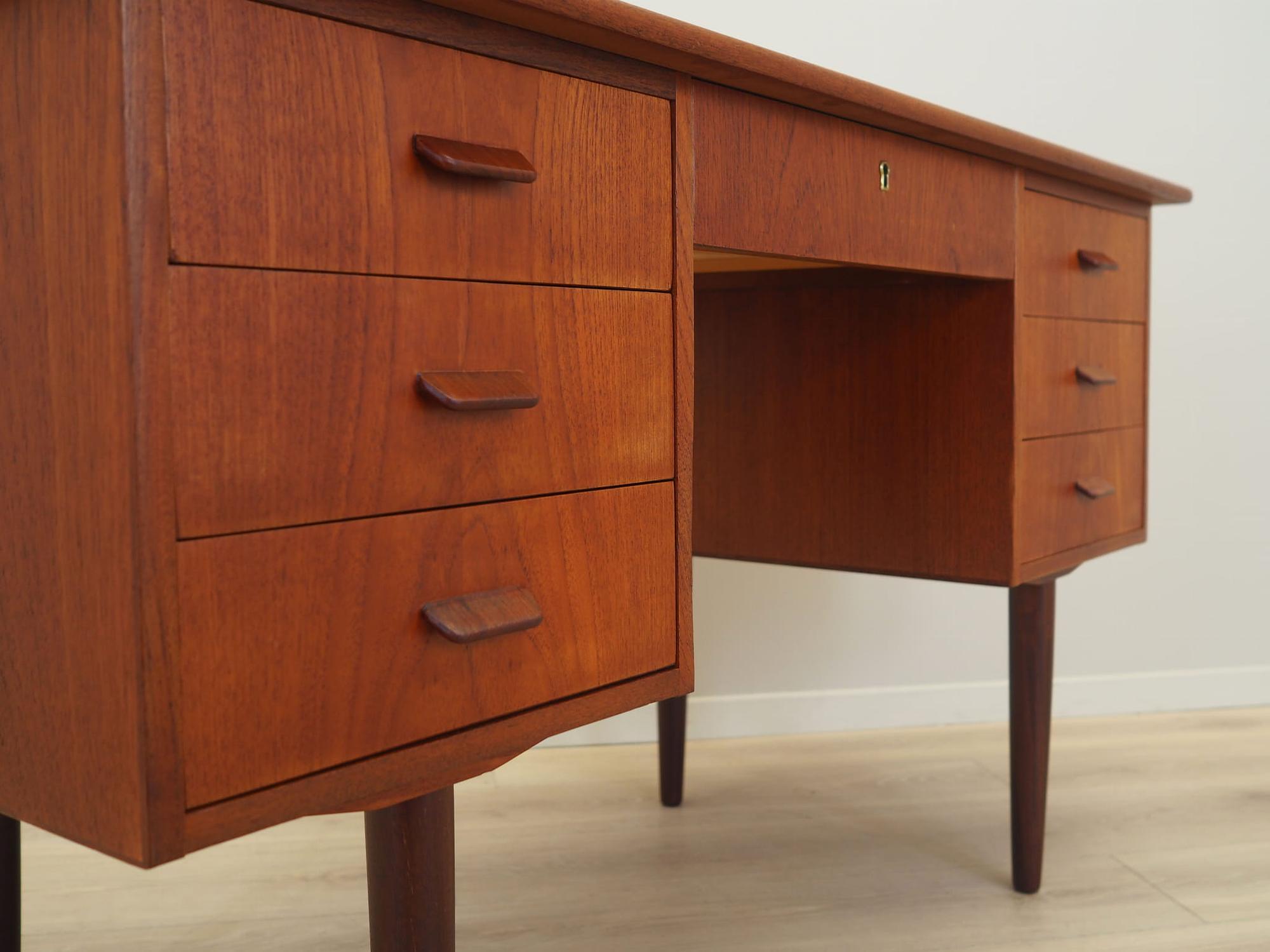 Vintage Schreibtisch Teakholz Braun 1970er Jahre 12