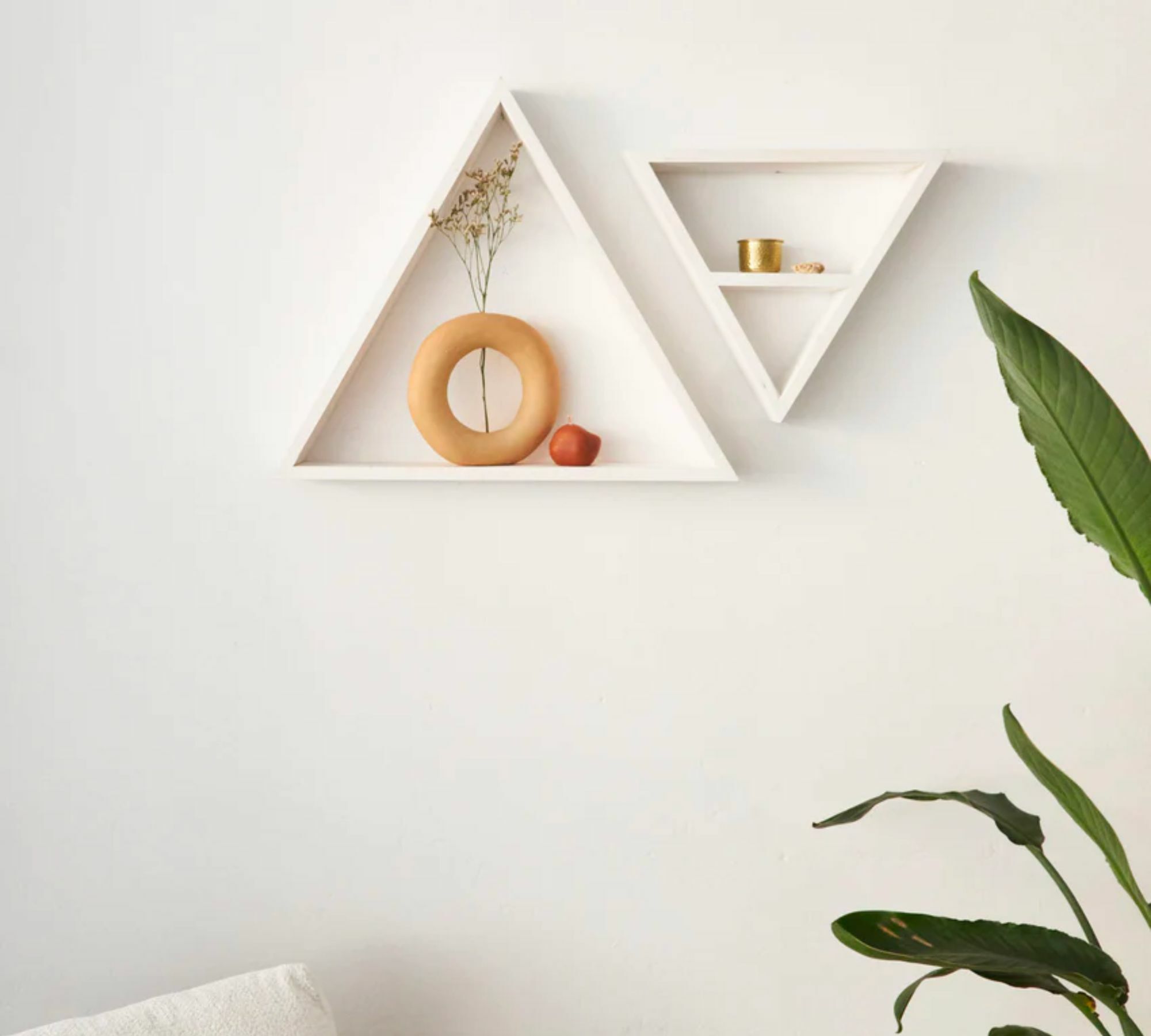 Dreieckiges Regal Ein Regalbrett Holz Weiß 1