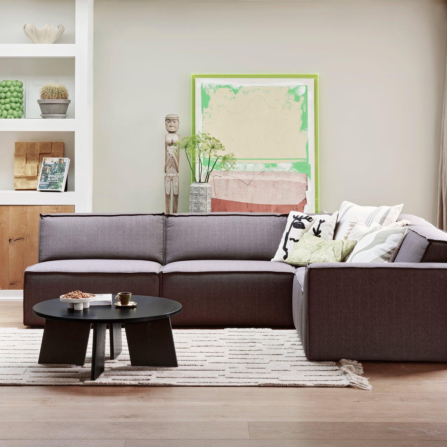 Fries Couchtisch Eichenholz Schwarz Ø 90cm 1