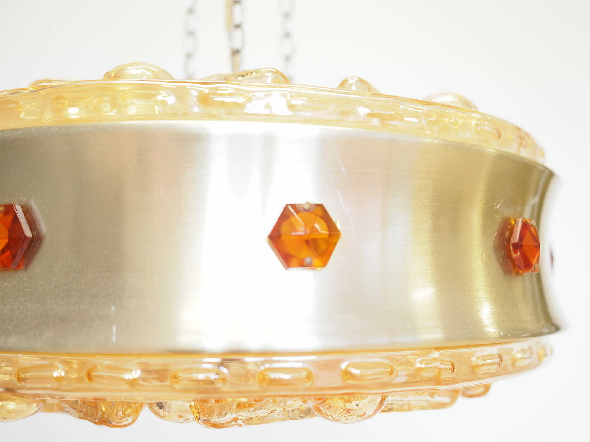 Vintage pendant lamp glass metal gold 1980s 7