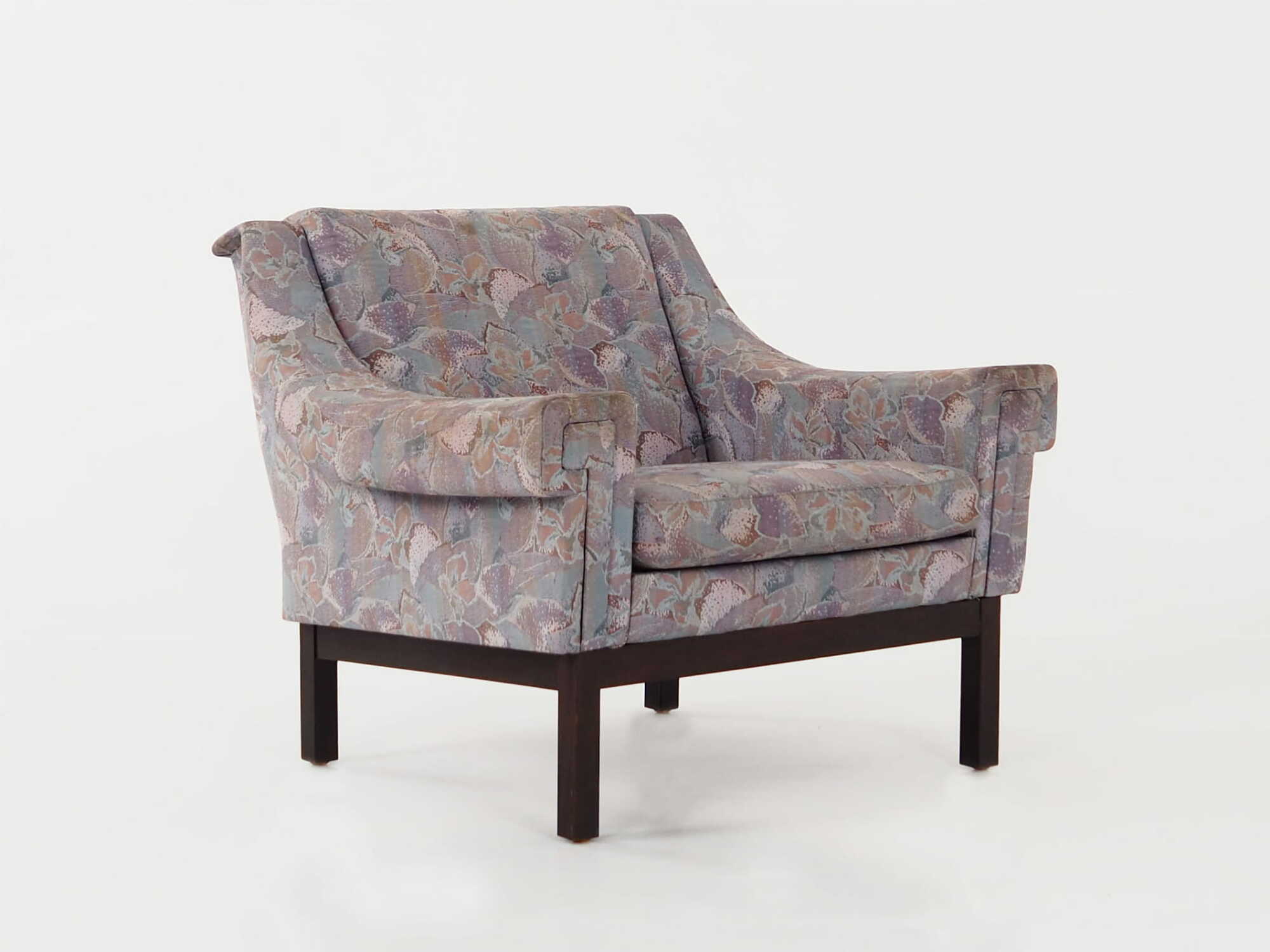 Vintage armchair beech wood textile violet 1960s 2