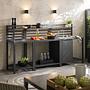 Portol Garden Kitchen Table Aluminium Plastic Black 2