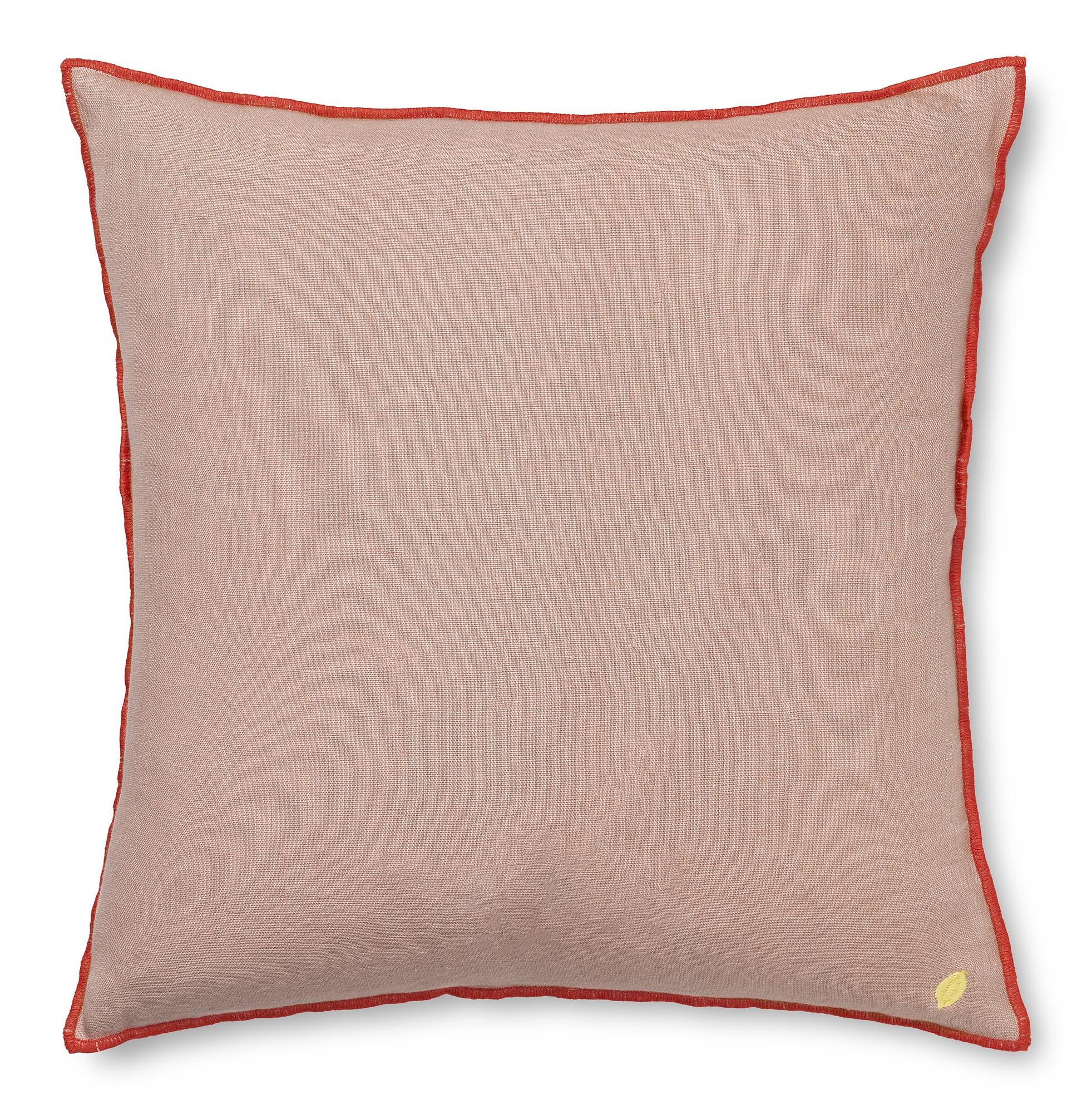 Contrast Linen Kissen Leinen Federfüllung Rosa 0