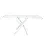 Dining table glass steel white 1