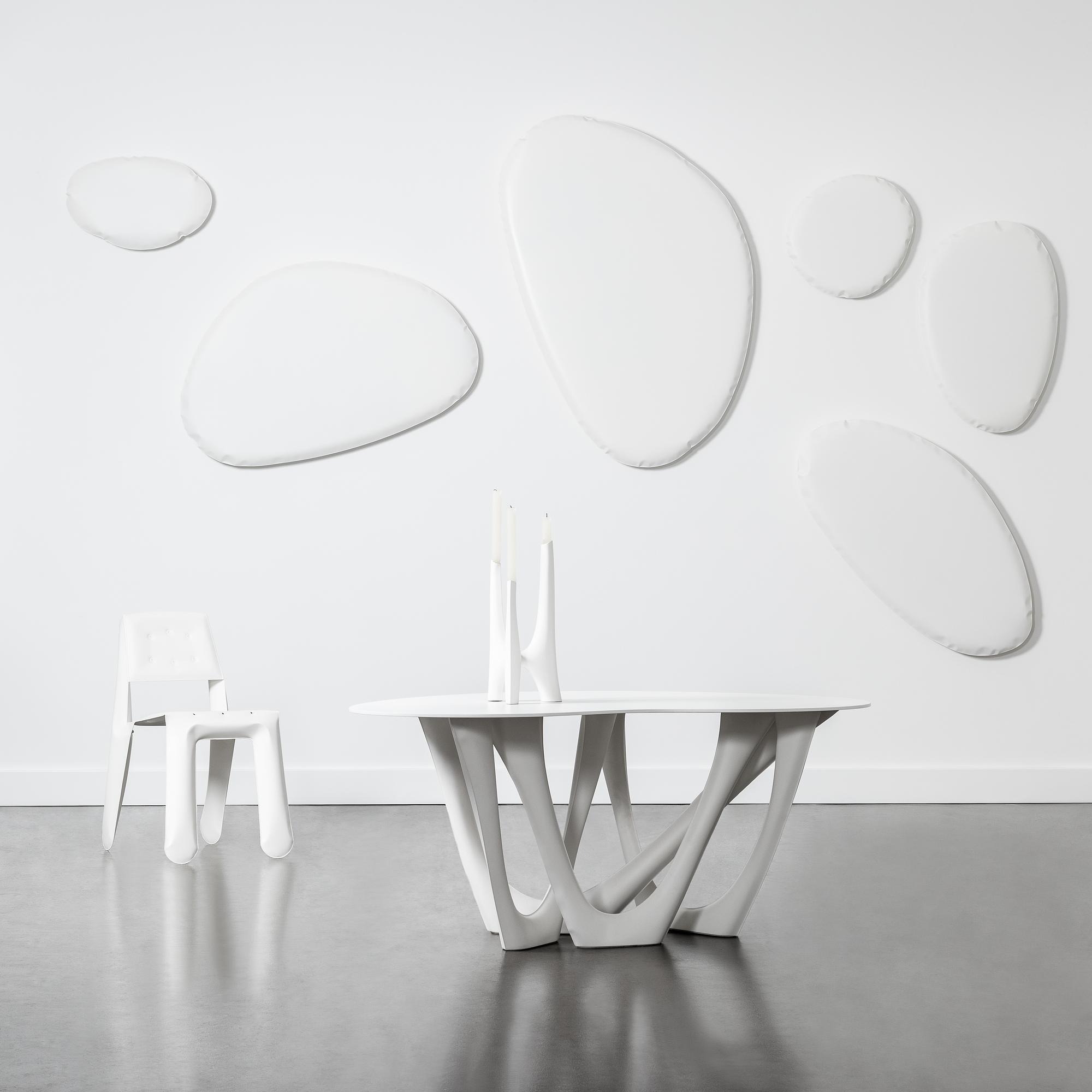 Table Mirror O2 Stainless Steel Candy White Matt 0